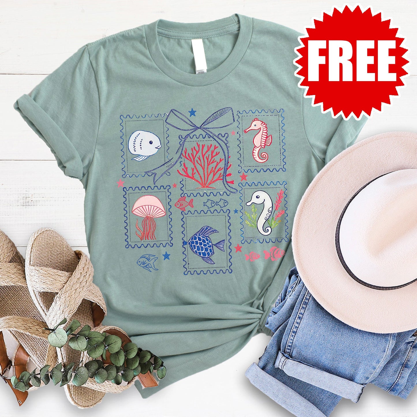 Sea Tee - Heather Sage - 0