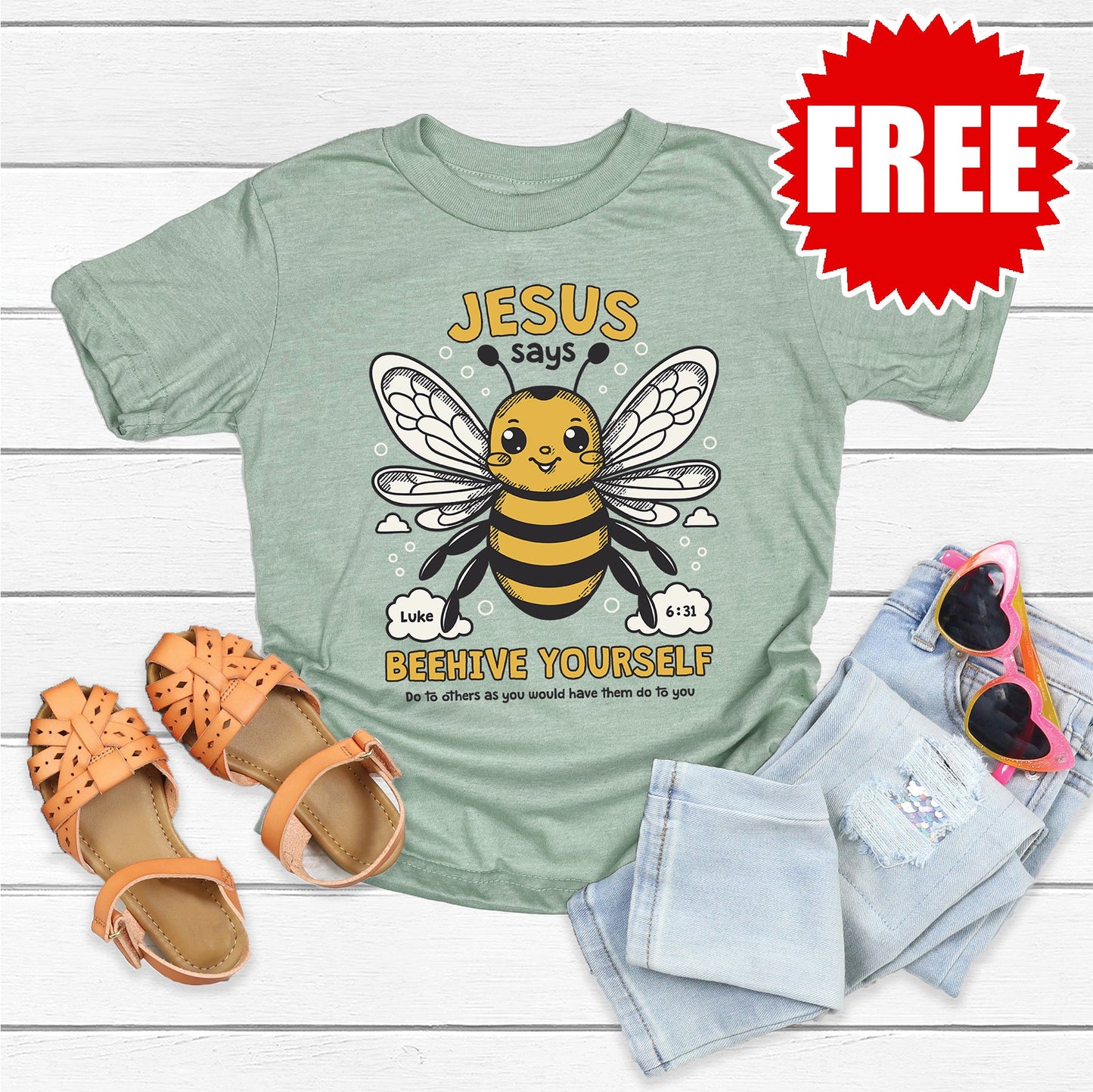 Beehive Yourself Tee - Heather Sage - 0