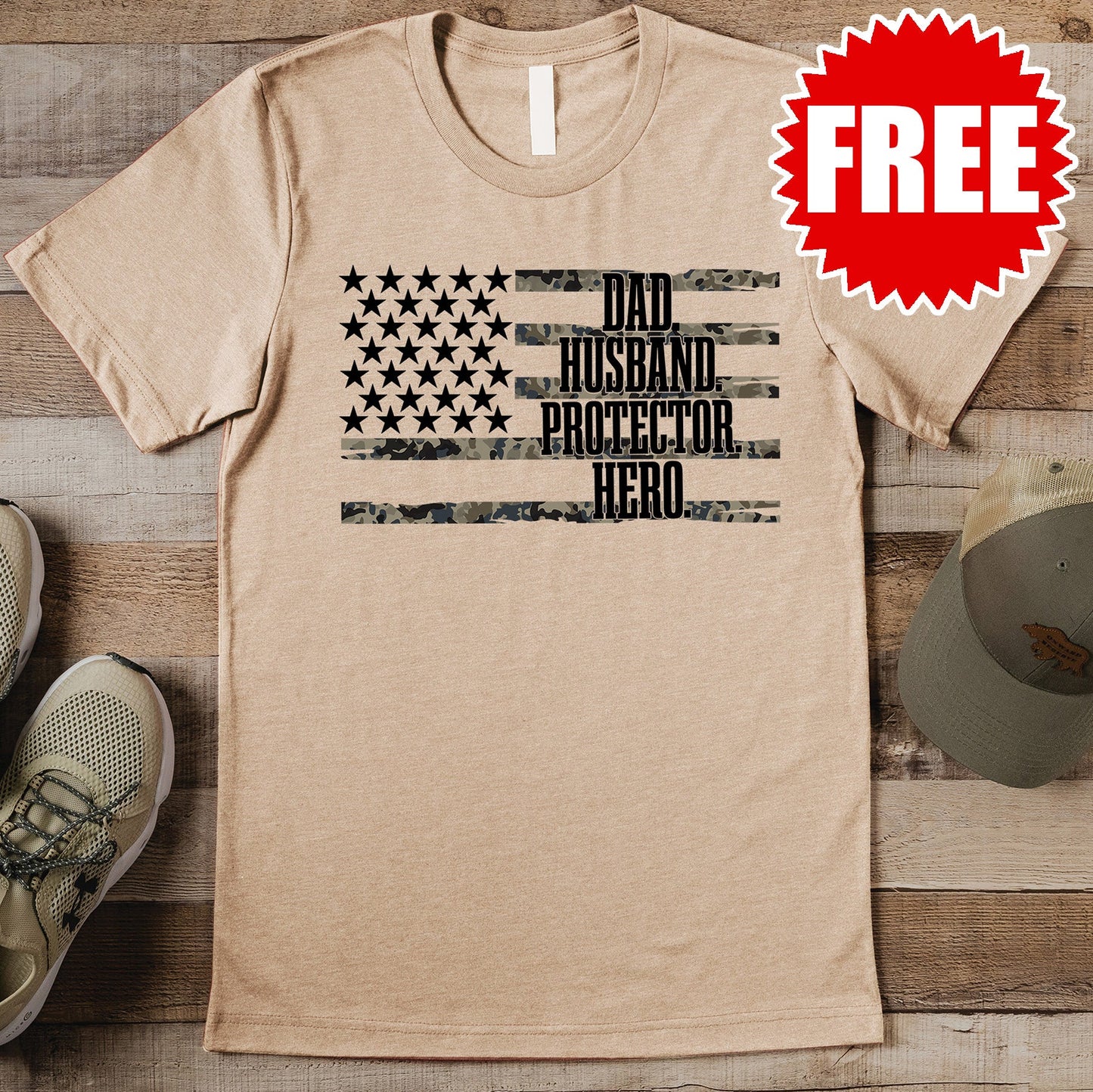 Flag Tee - Heather Sand Dune - 0