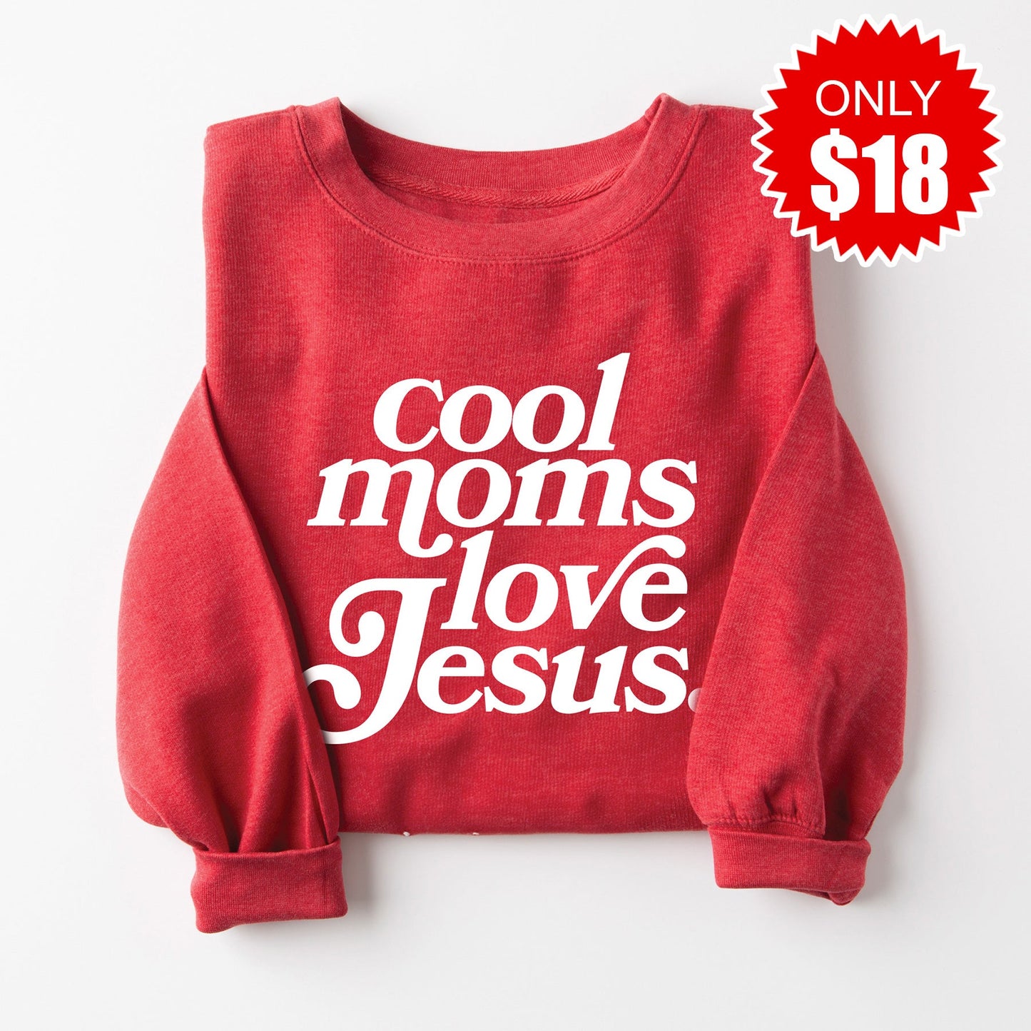 Cool Moms Crewneck Sweatshirt - Heather Scarlet