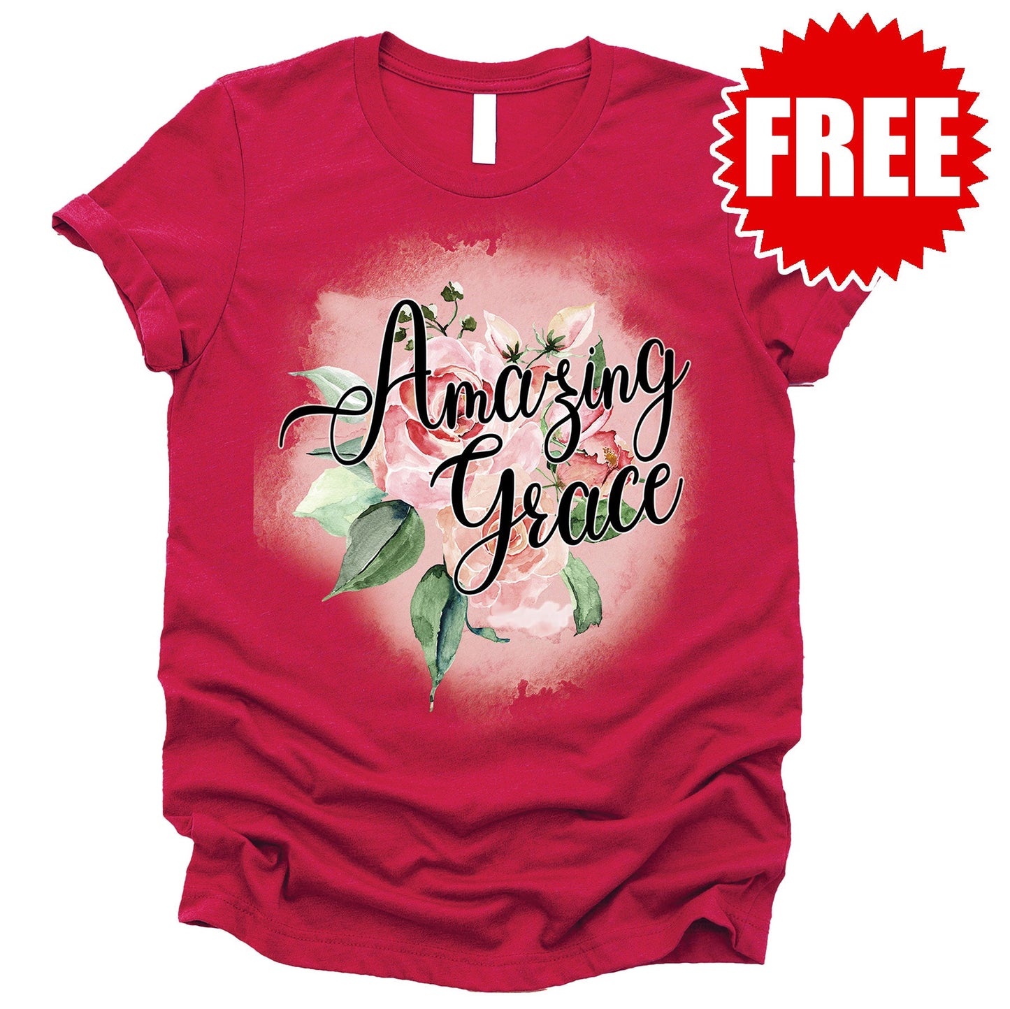 Amazing Grace Rose Tee - Heather Scarlet Style001