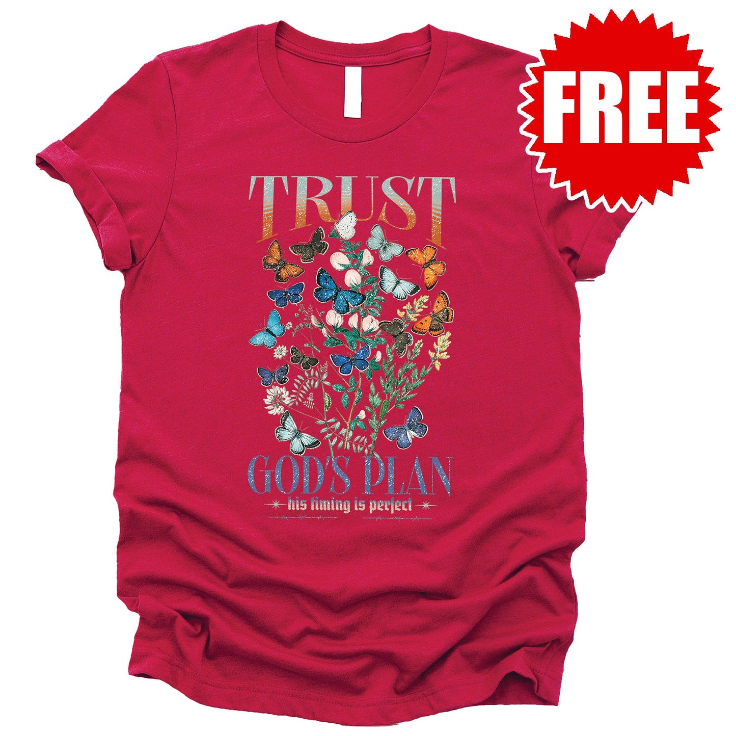 Trust God's Plan Tee - Heather Scarlet