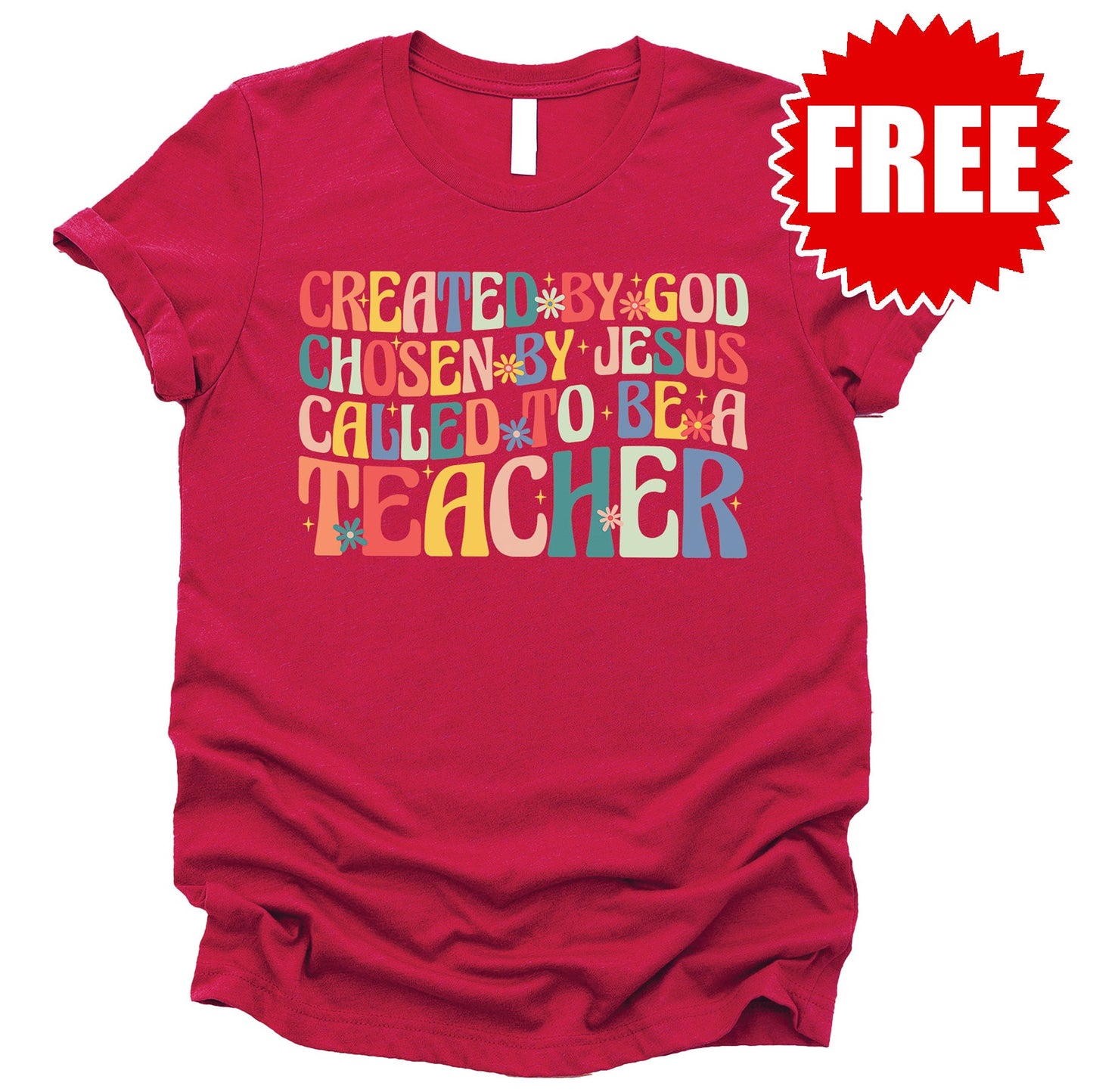 Created by God Tee - Heather Scarlet - FREE