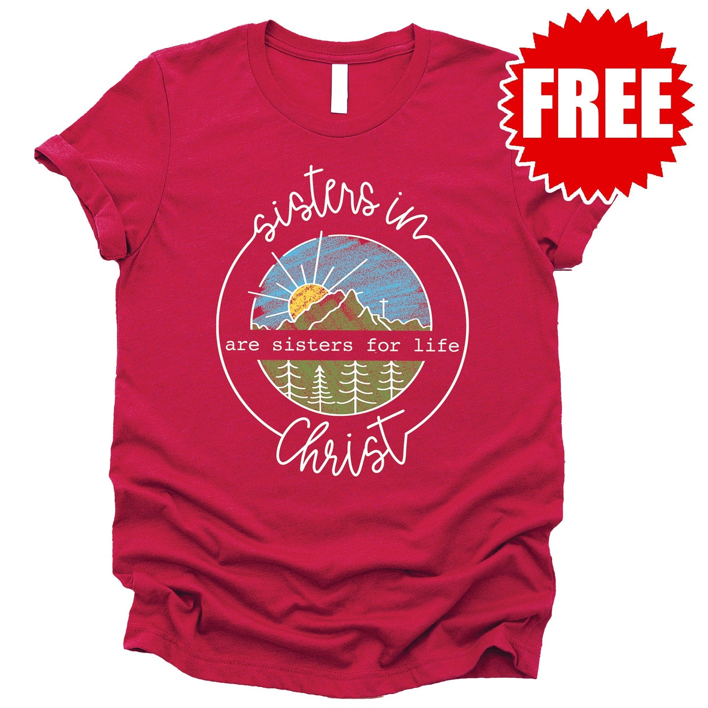 Sisters in Christ Tee - Heather Scarlet Style001