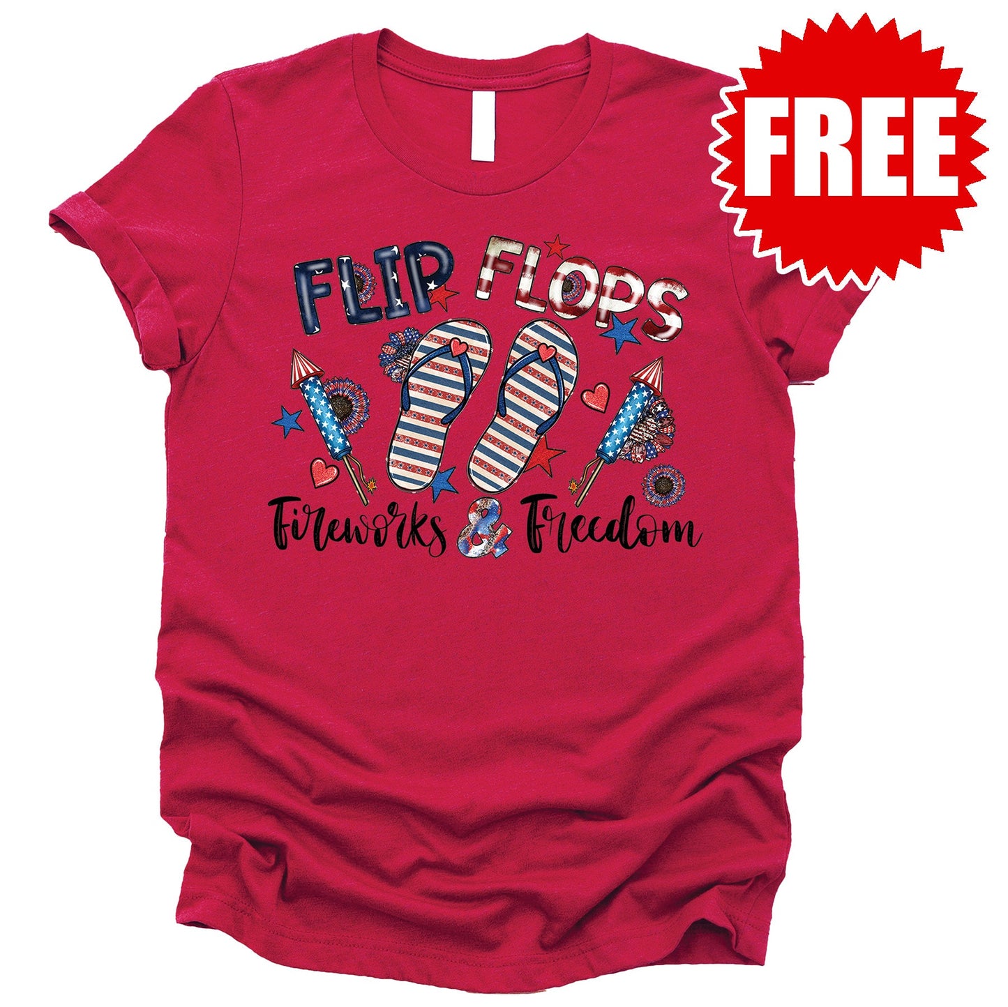 Flip Flops USA Tee - Heather Scarlet - 0