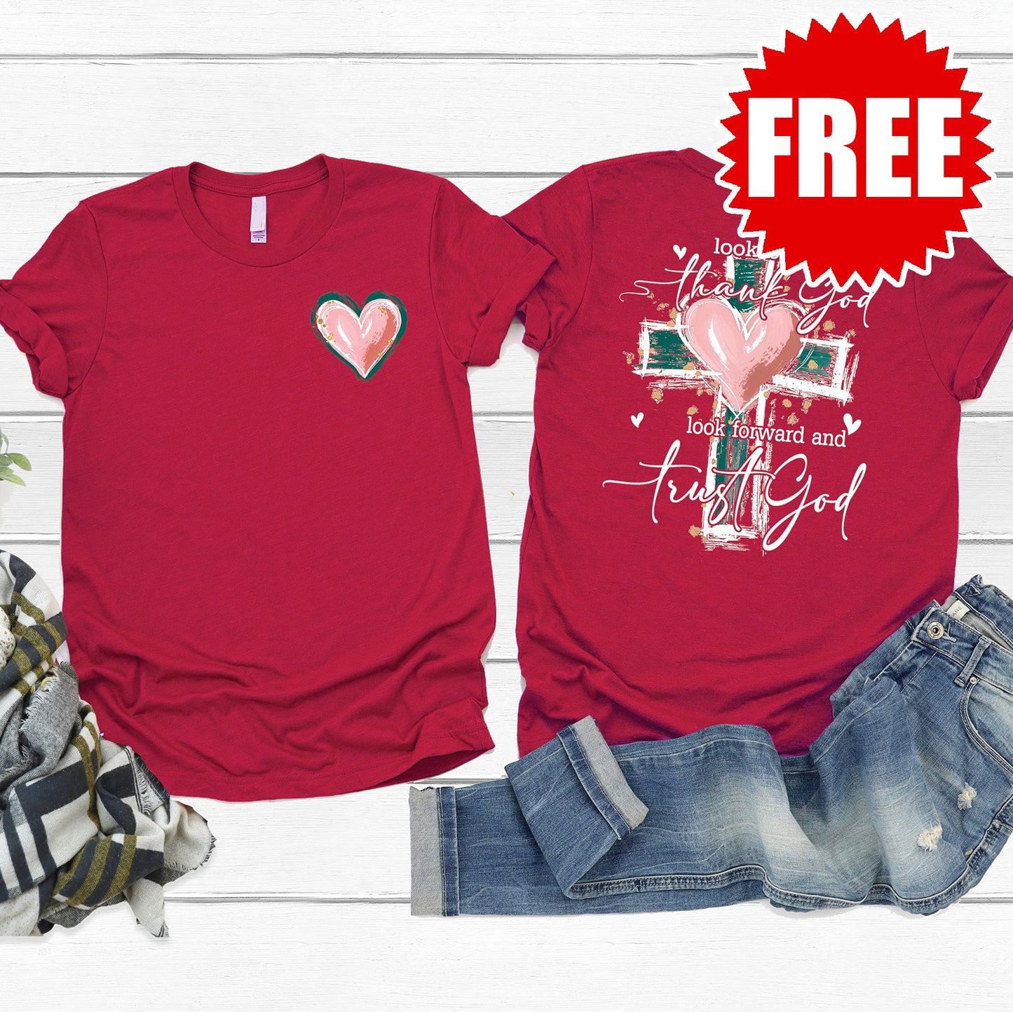 Look Back Tee - Heather Scarlet