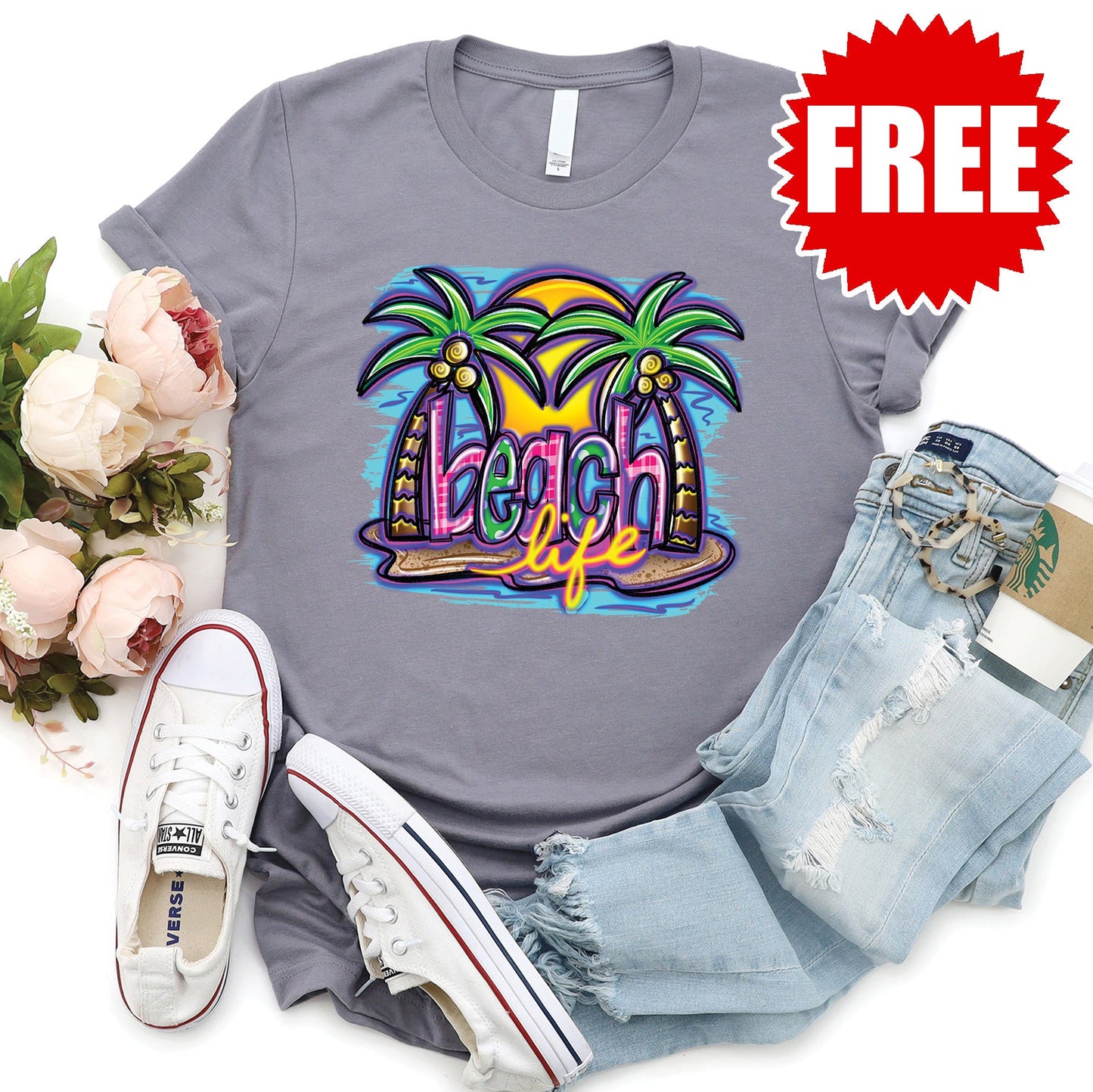 Beach Life Tee - Heather Sea Breeze - 0