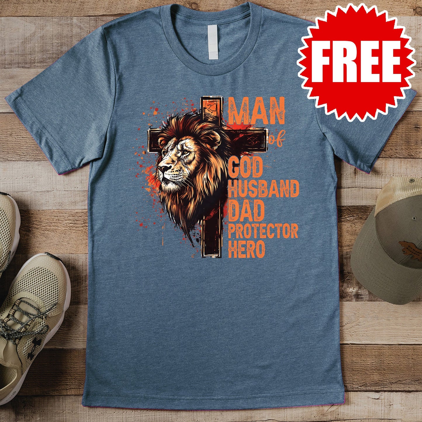 Man of God Tee - Heather Slate - 0