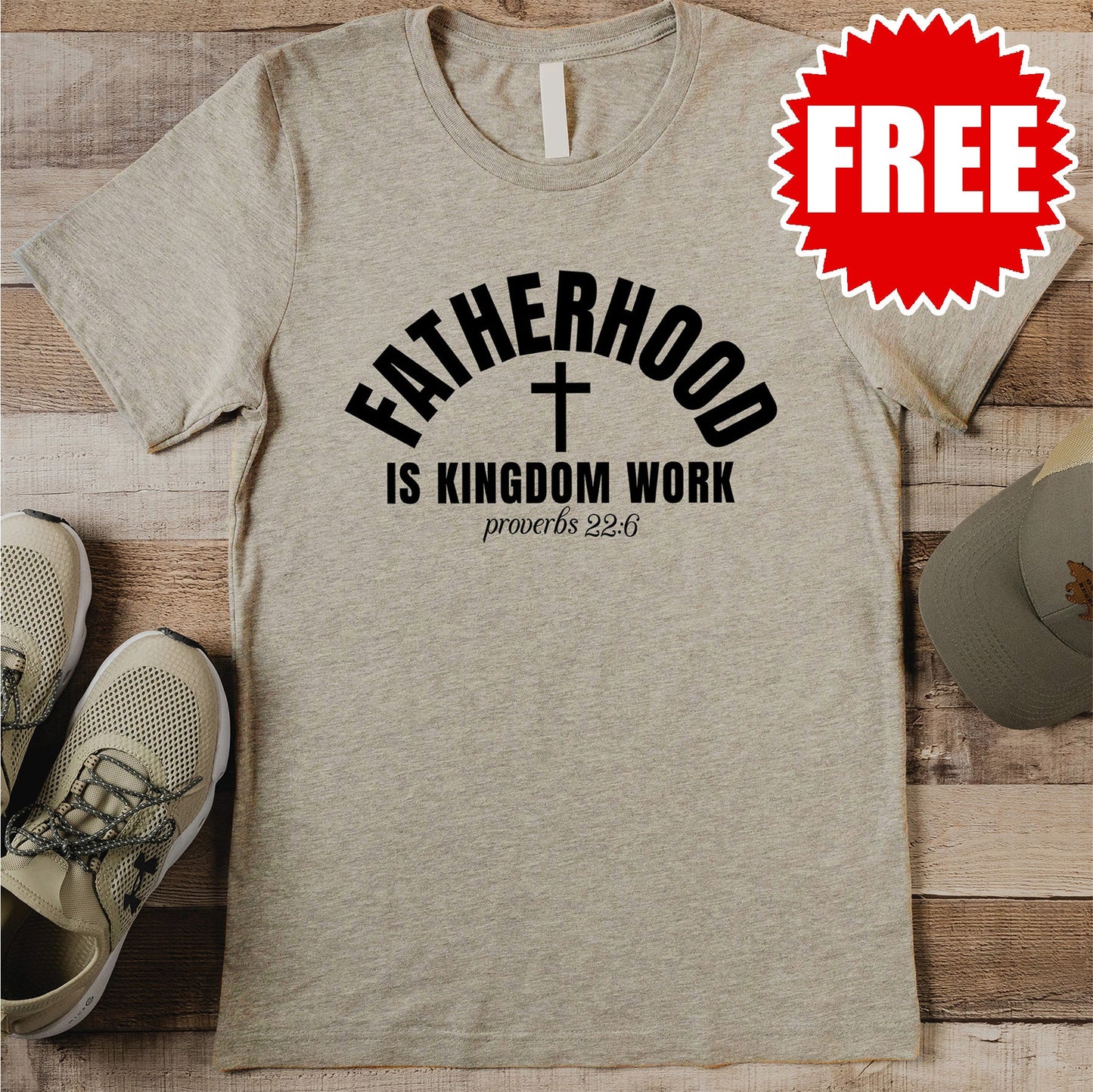 Fatherhood Tee - Heather Stone - 0