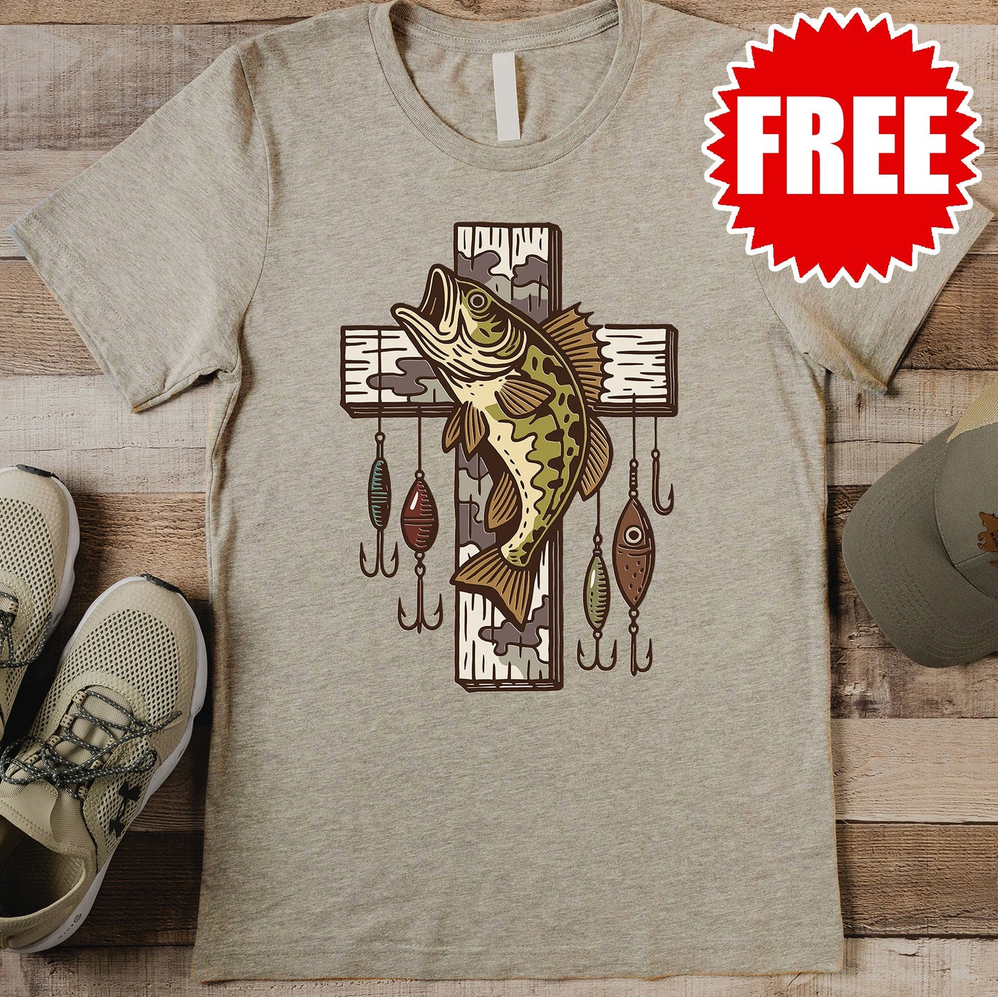 Camo Cross Tee - Heather Stone - 0