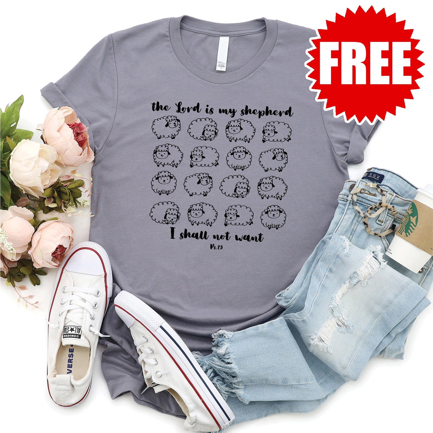 The Lord is my Shepherd Tee - Heather Storm - 0