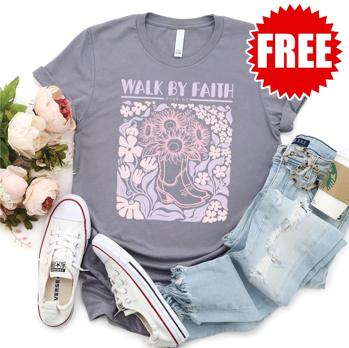 Walk By Faith Tee - Heather Storm - 0