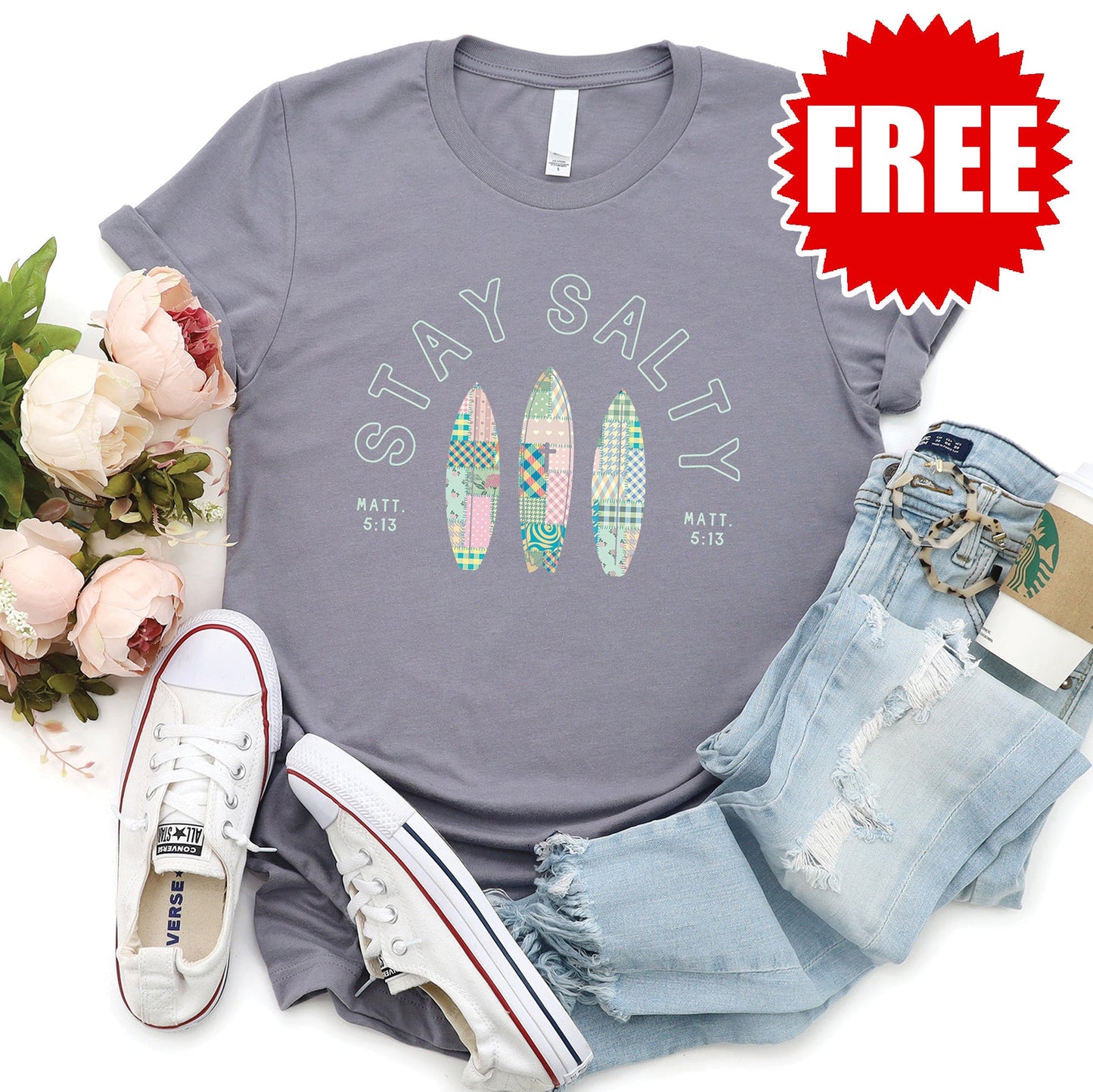 Stay Salty Tee - Heather Storm - 0
