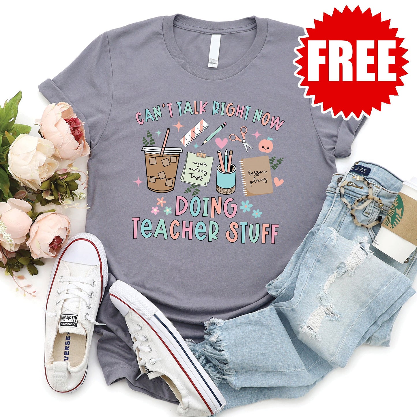 Teacher Stuff Tee - Heather Storm - FREE