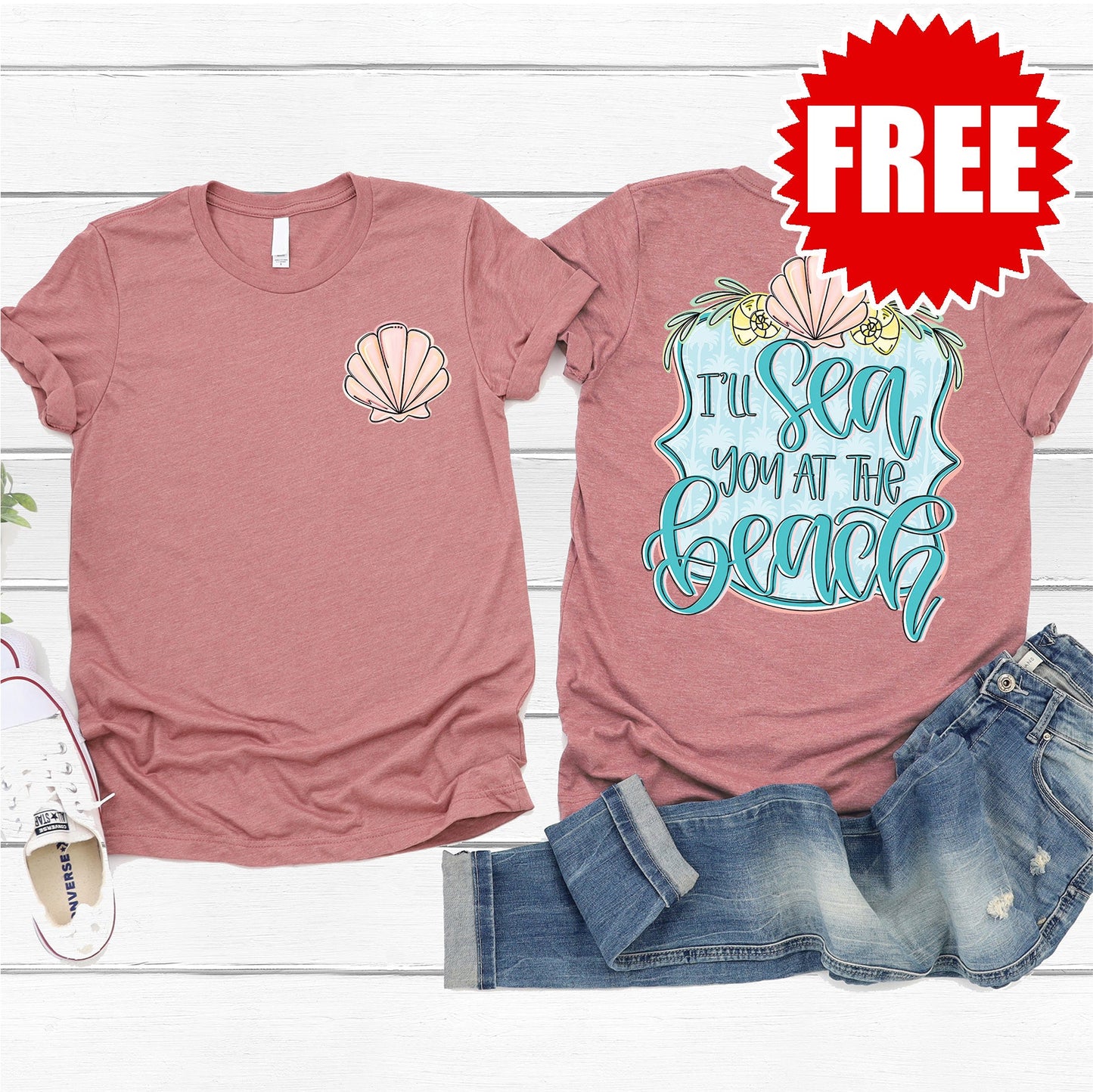 Sea You Tee - Heather Strawberry Cream - 0