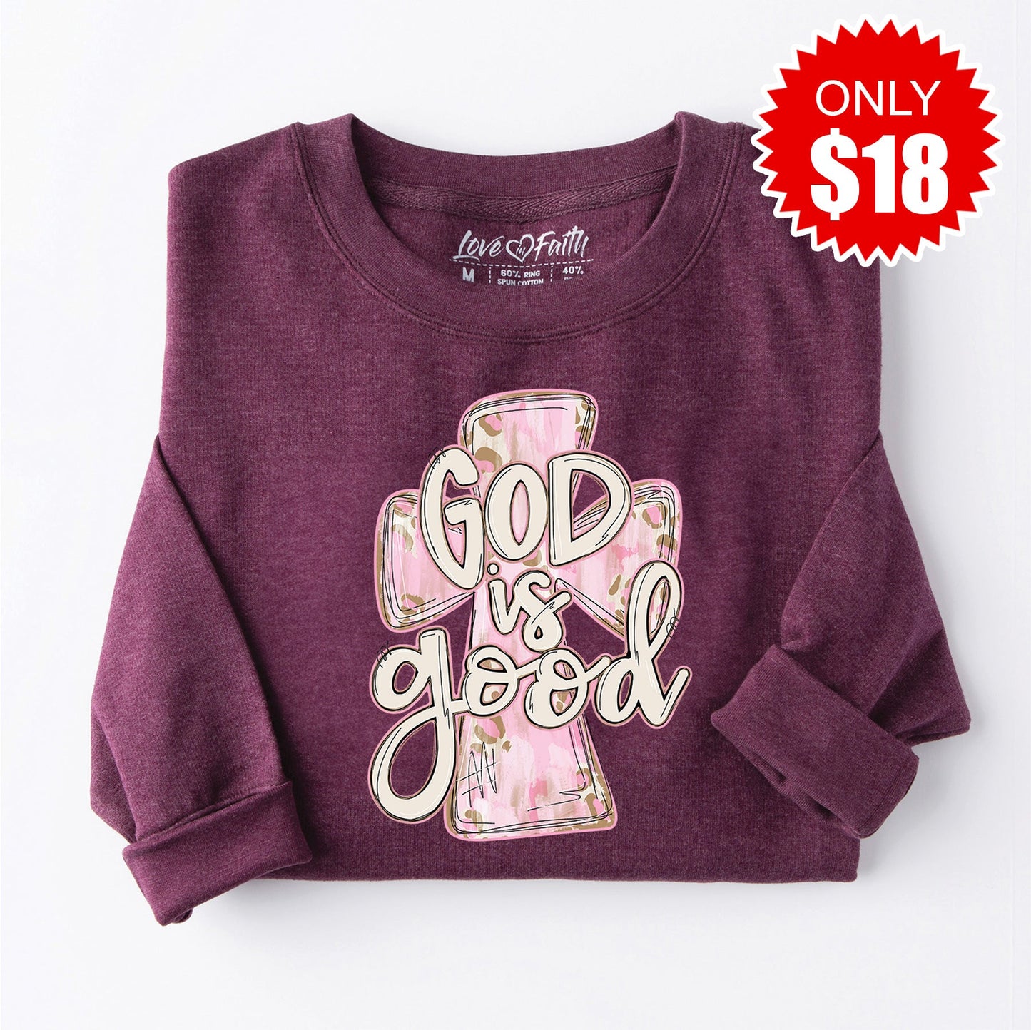 God is Good Sweatshirt - Heather Sugar Plum - 18