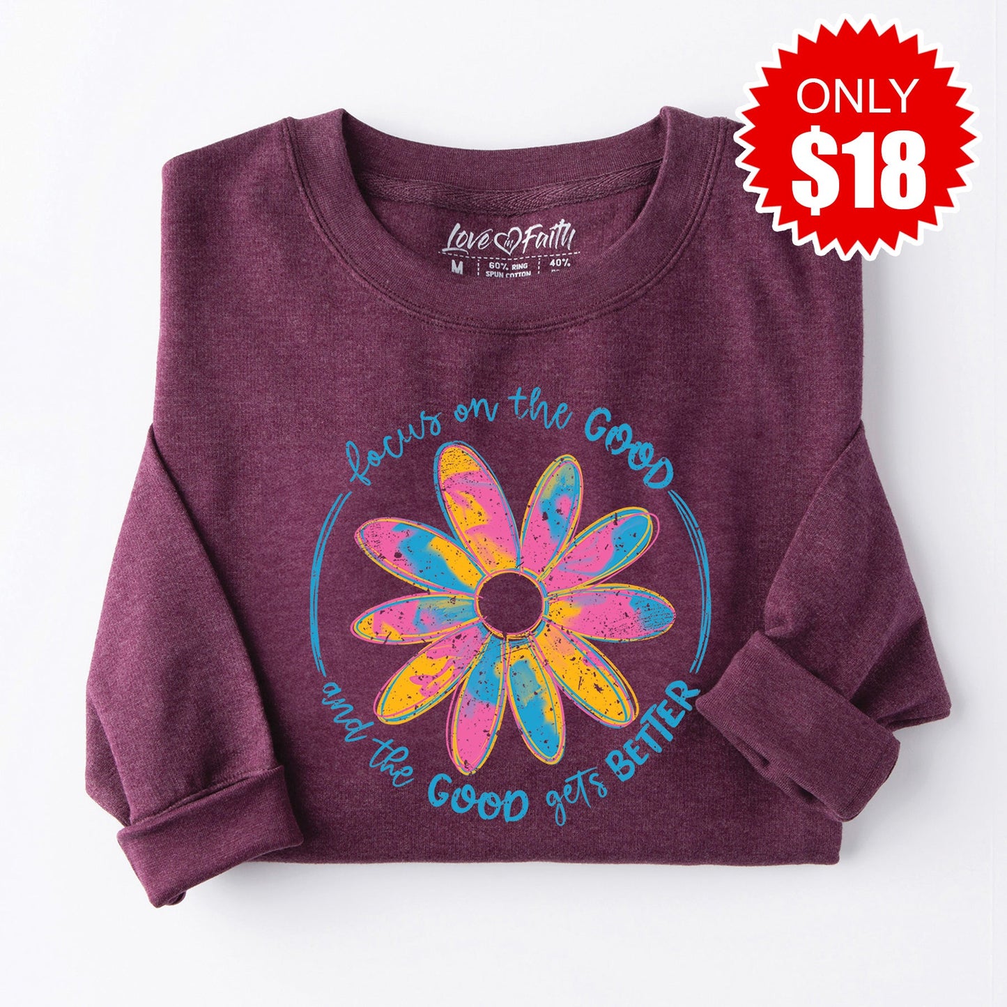 Focus On The Good Sweatshirt - Heather Sugar Plum - 18