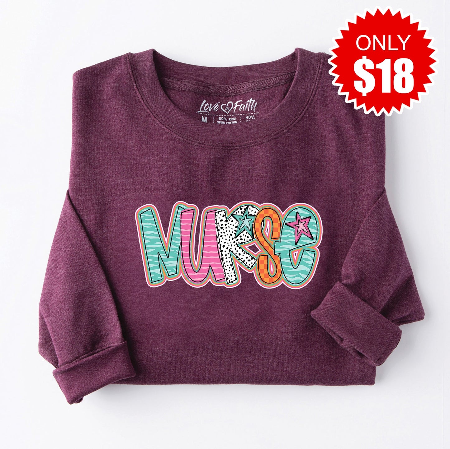 Nurse Stars Sweatshirt - Heather Sugar Plum - 18