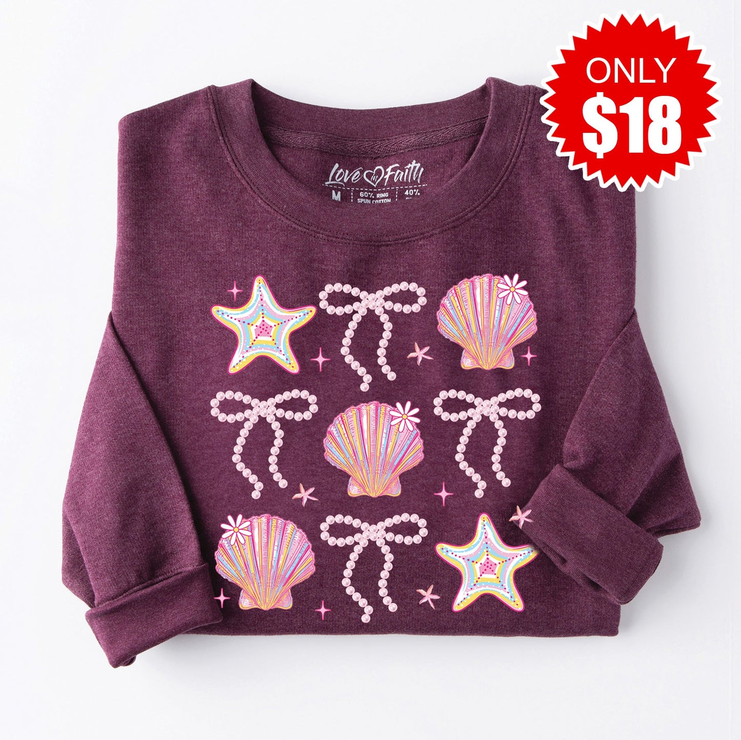 Shells and Ribbons Sweatshirt - Heather Sugar Plum - 18