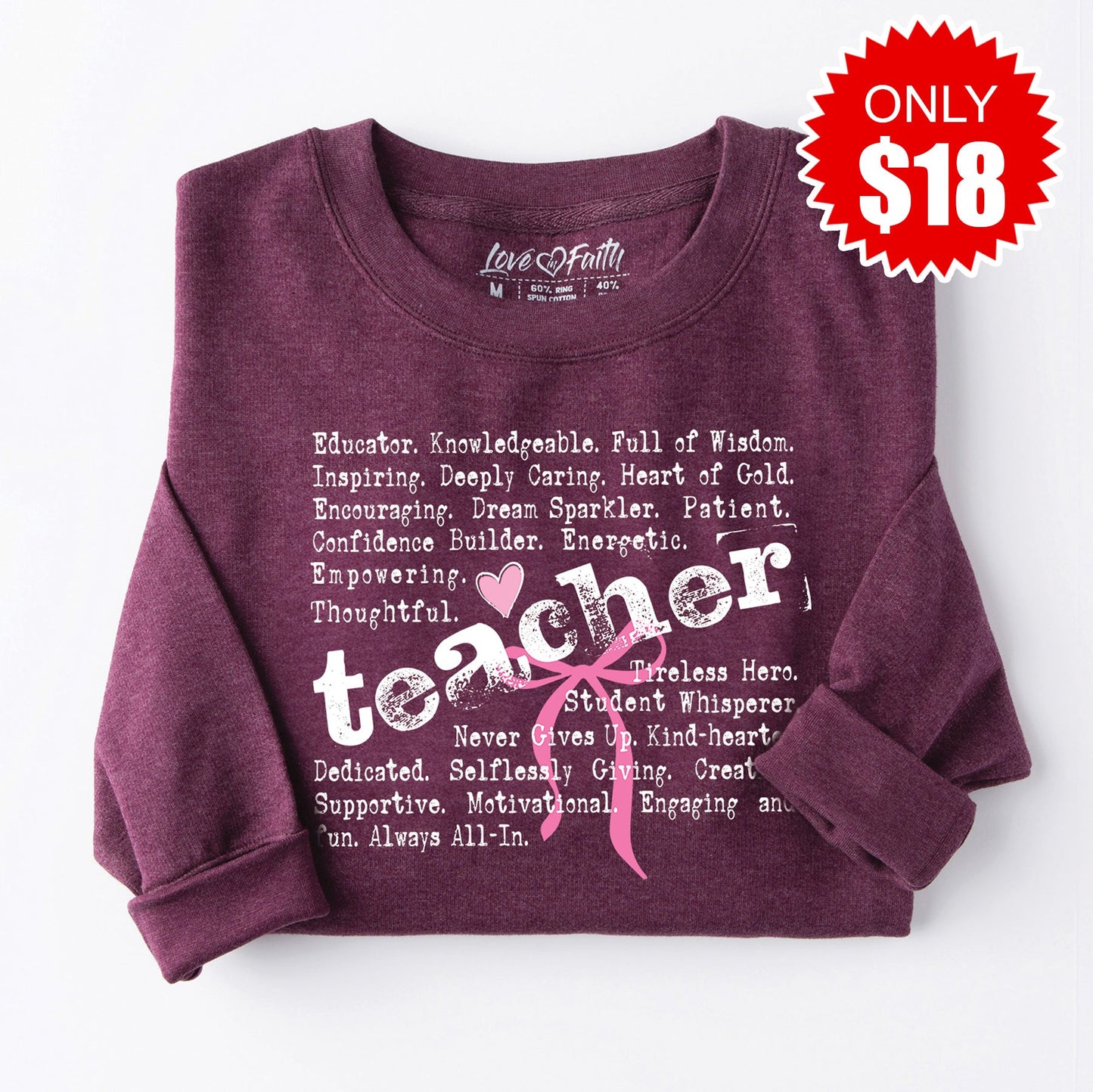 Teacher Words Sweatshirt - Heather Sugar Plum - 18