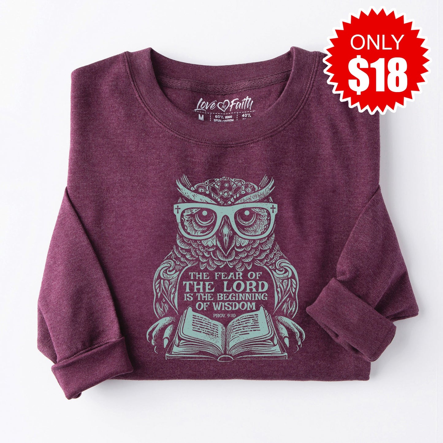 Wisdom Owl Sweatshirt - Heather Sugar Plum - 18