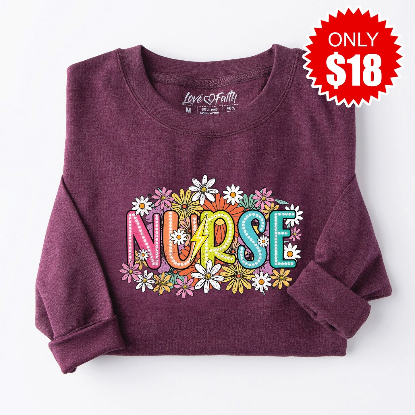 Nurse Retro Sweatshirt - Heather Sugar Plum - 18