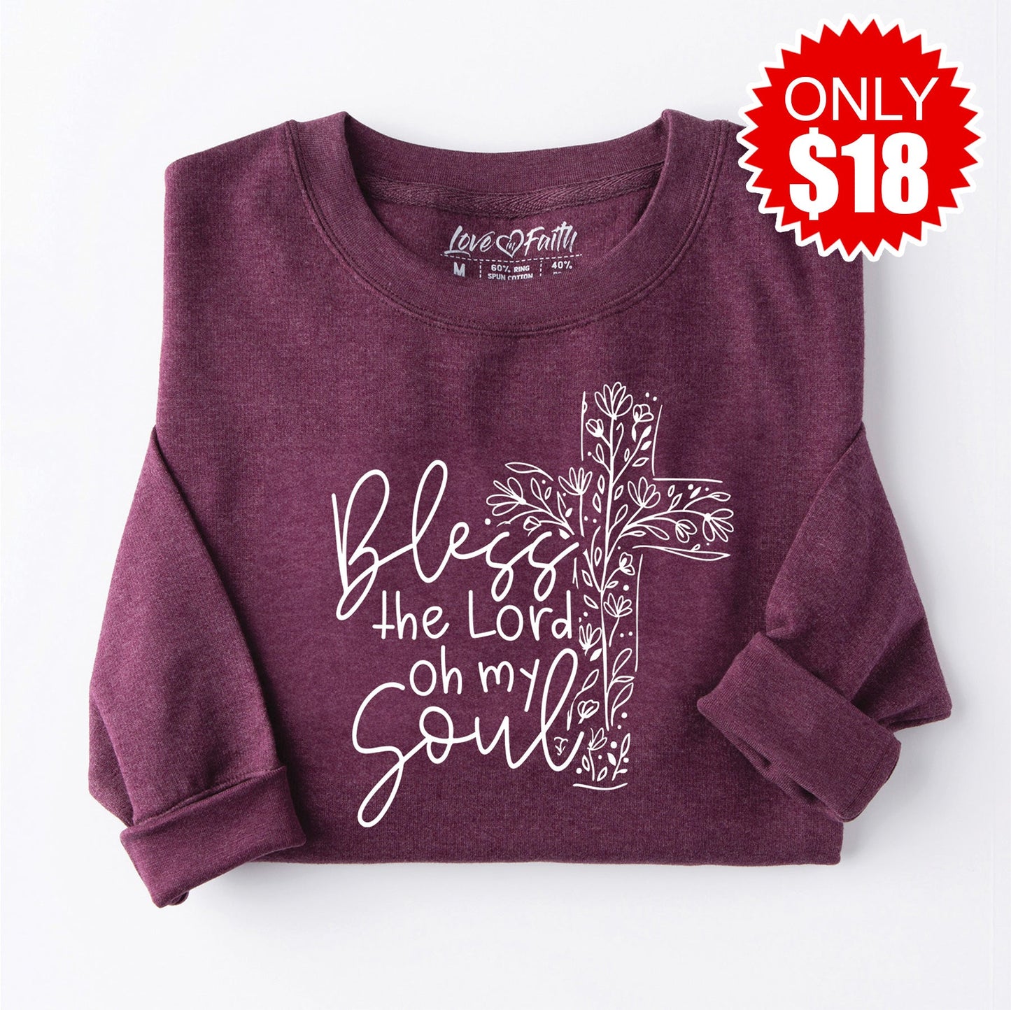 Bless The Lord Crewneck Sweatshirt - Heather Sugar Plum