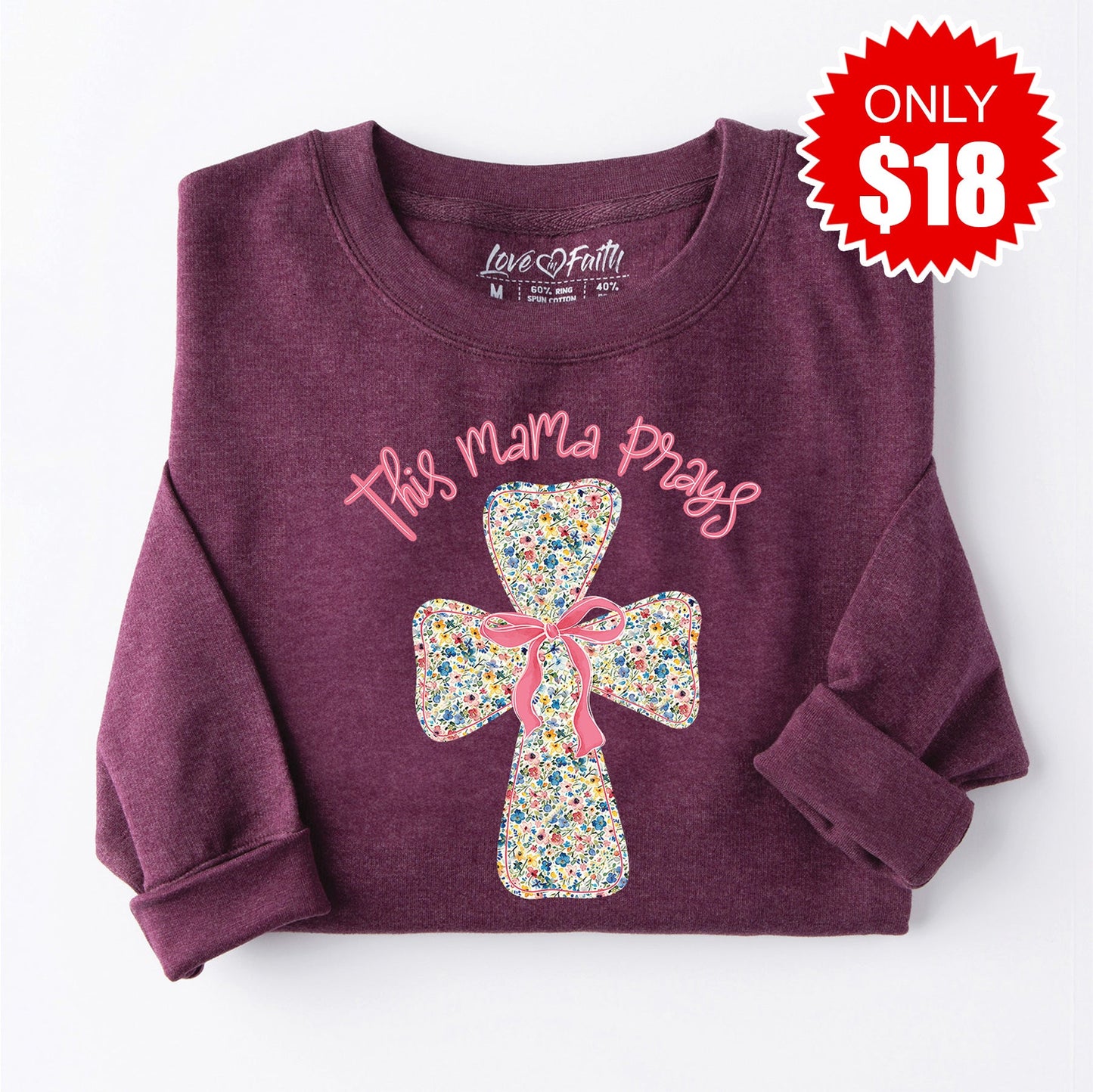 This Mama Prays Sweatshirt - Heather Sugar Plum - 18