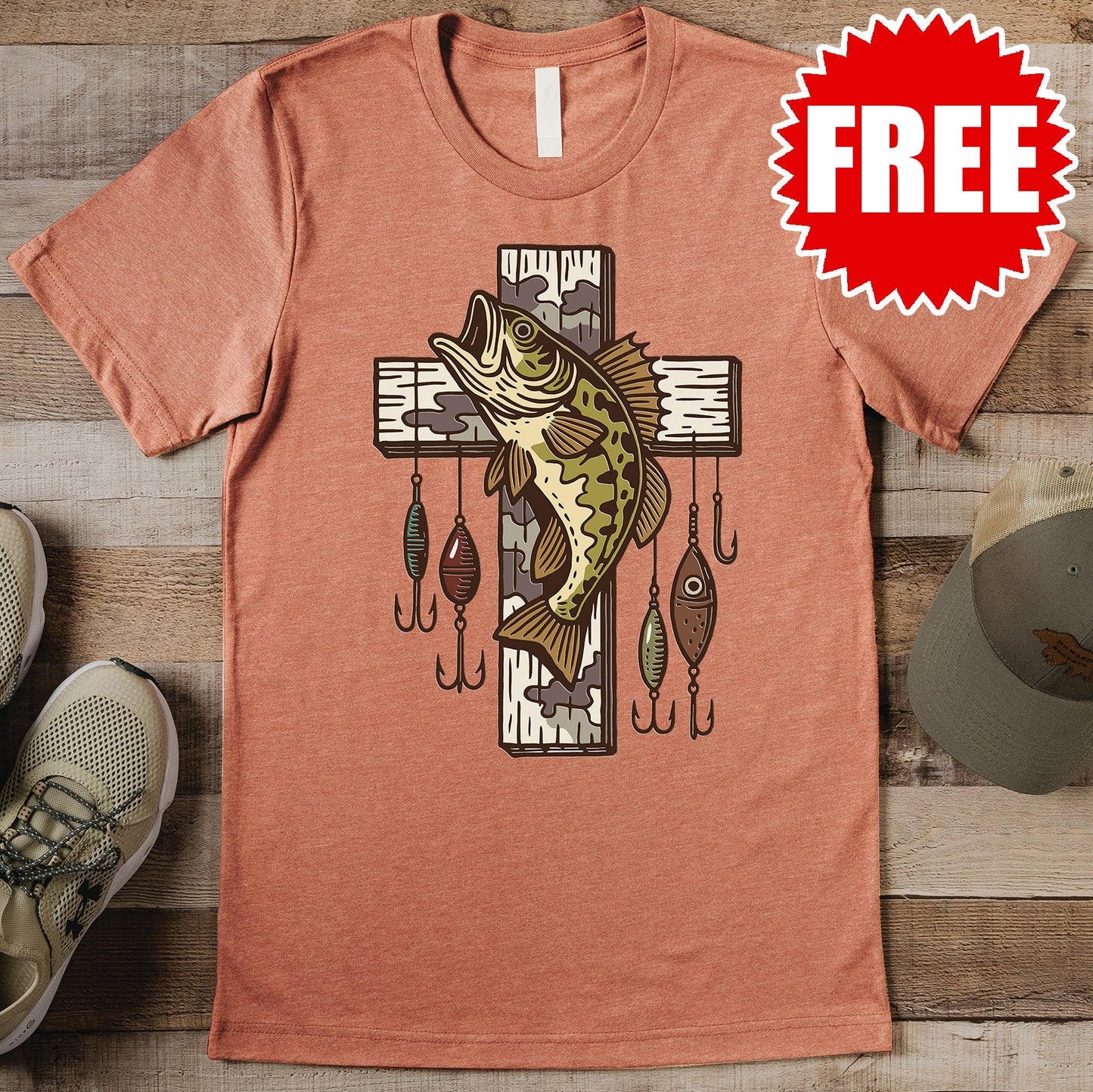 Camo Cross Tee - Heather Terracotta - 0