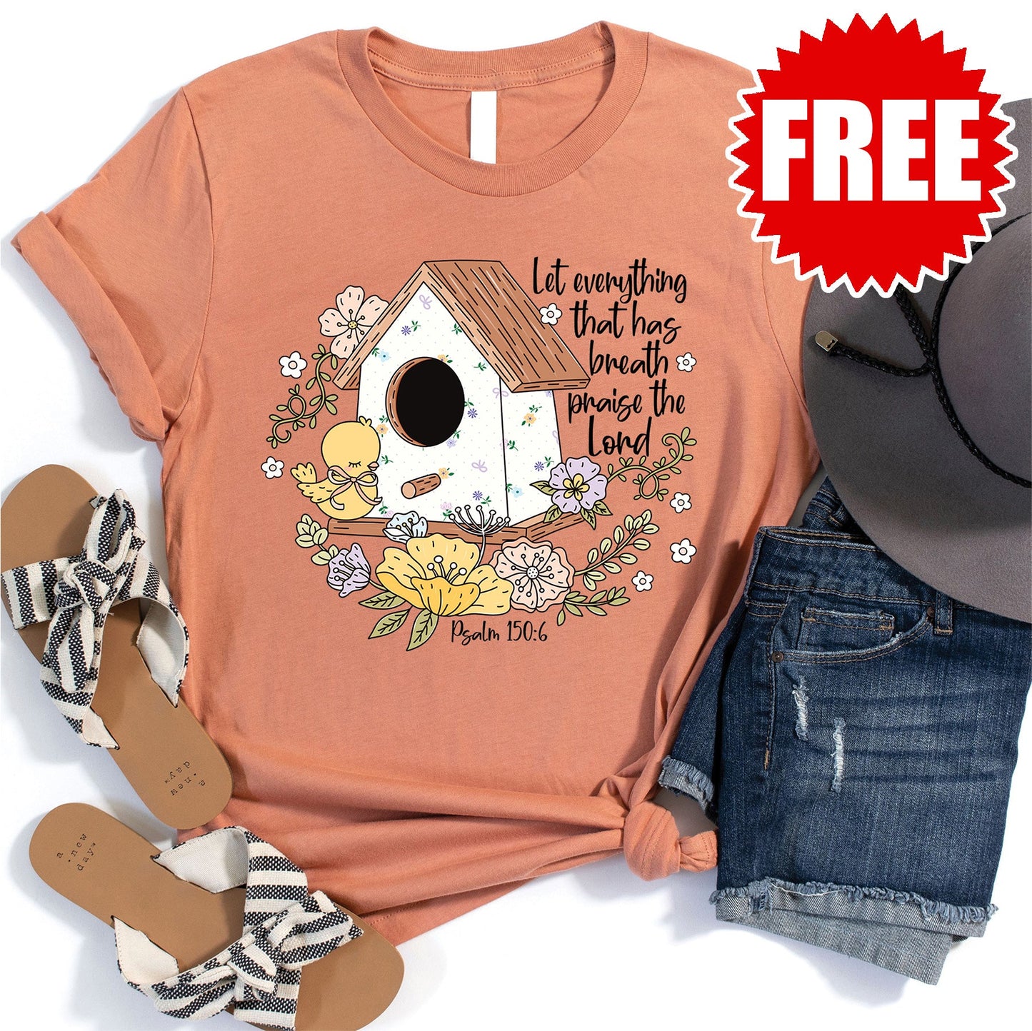 Let Everything that has Breath Tee - Heather Terracotta - 0