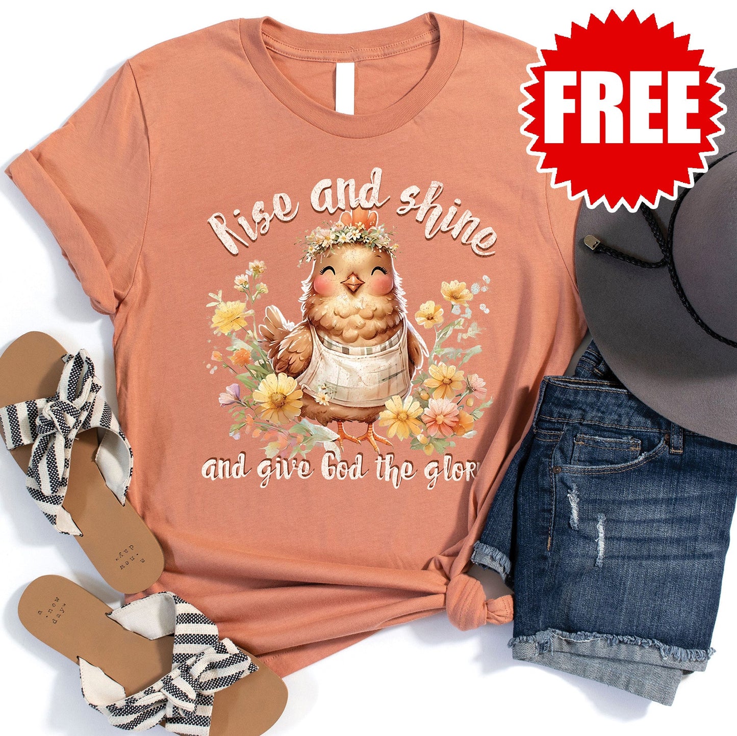 Rise and Shine Tee - Heather Terracotta - 0 Style001