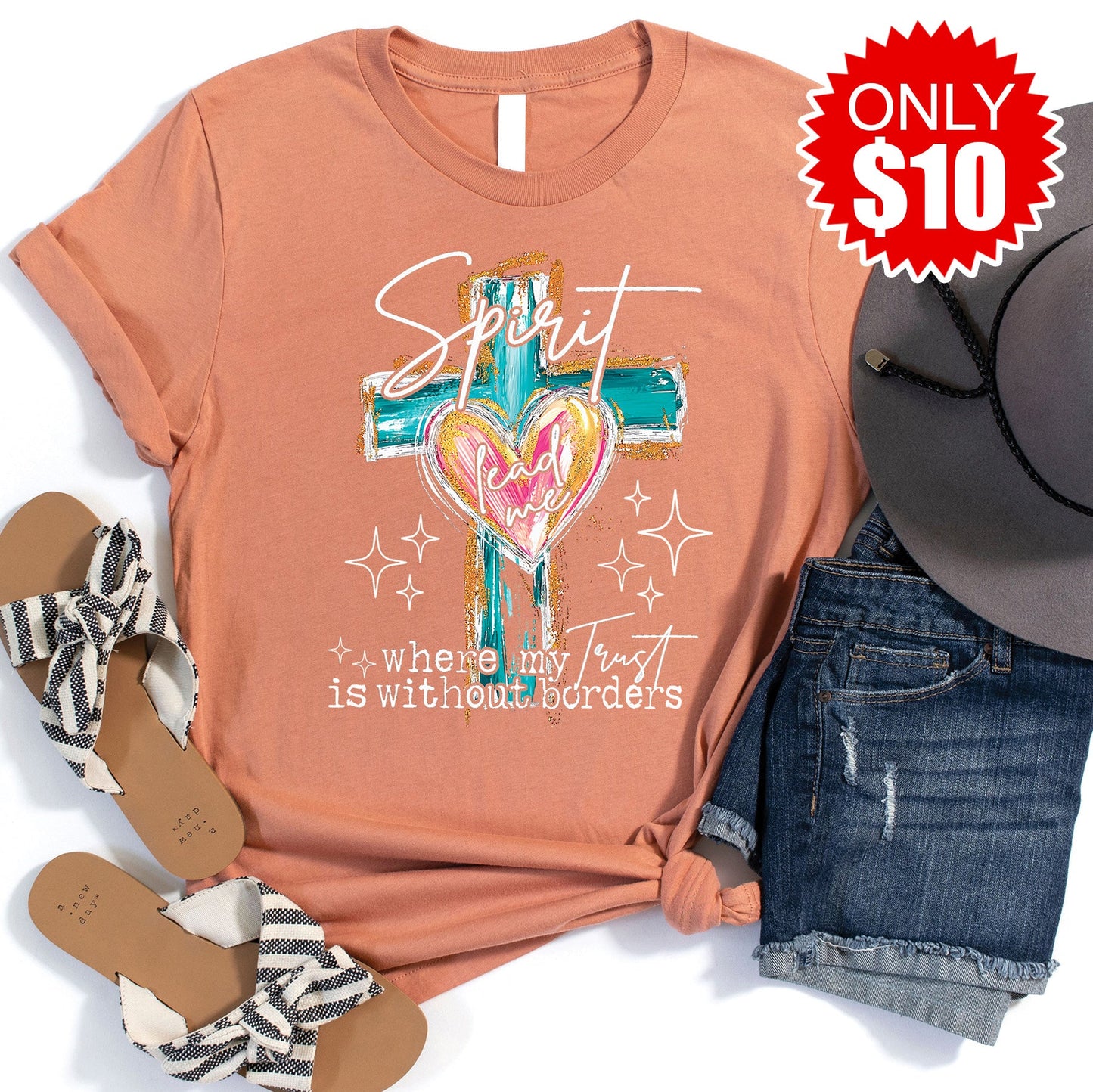 Spirit Lead Me Tee - Heather Terracotta