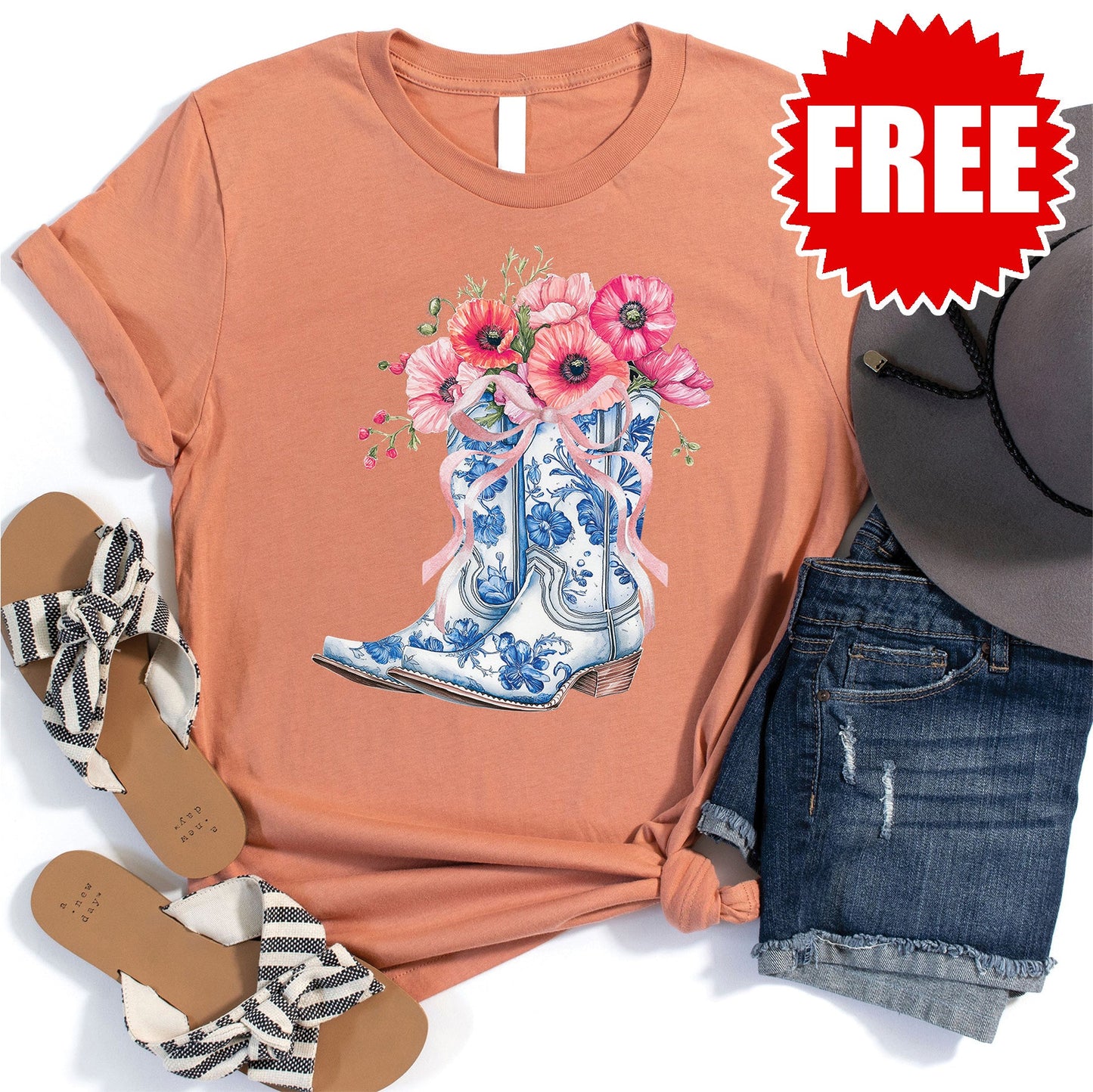 Spring Boots Tee - Heather Terracotta - 0