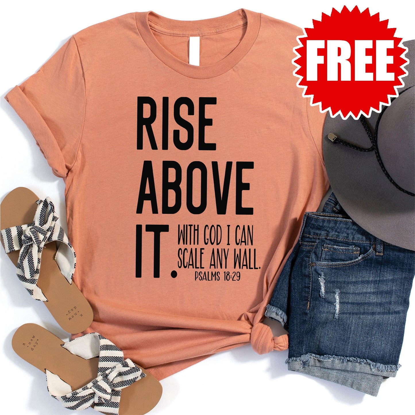 Rise Above It Tee - Heather Terracotta - FREE
