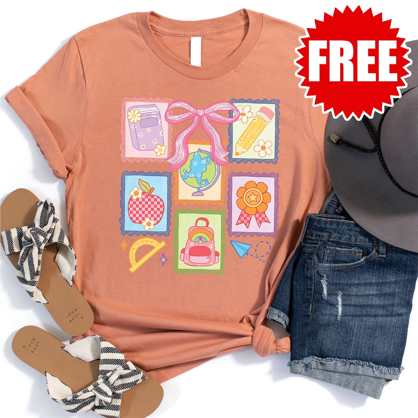 School Stuff Tee - Heather Terracotta - 0