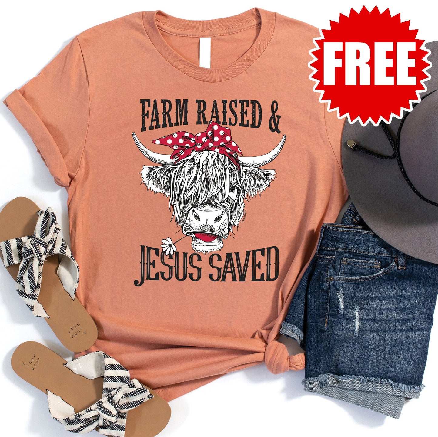 Farm Raised Tee - Heather Terracotta - 0