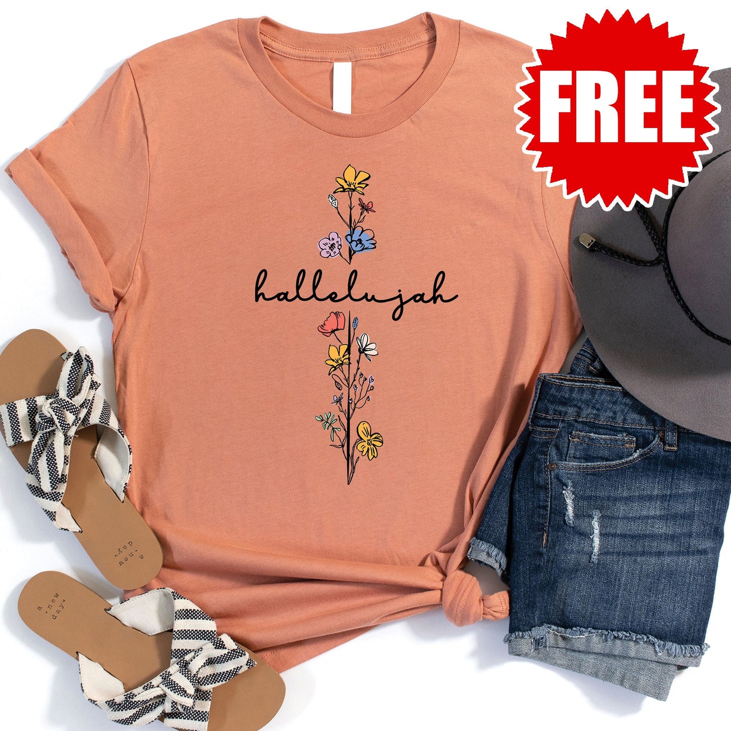 Hallelujah Tee - Heather Terracotta - FREE