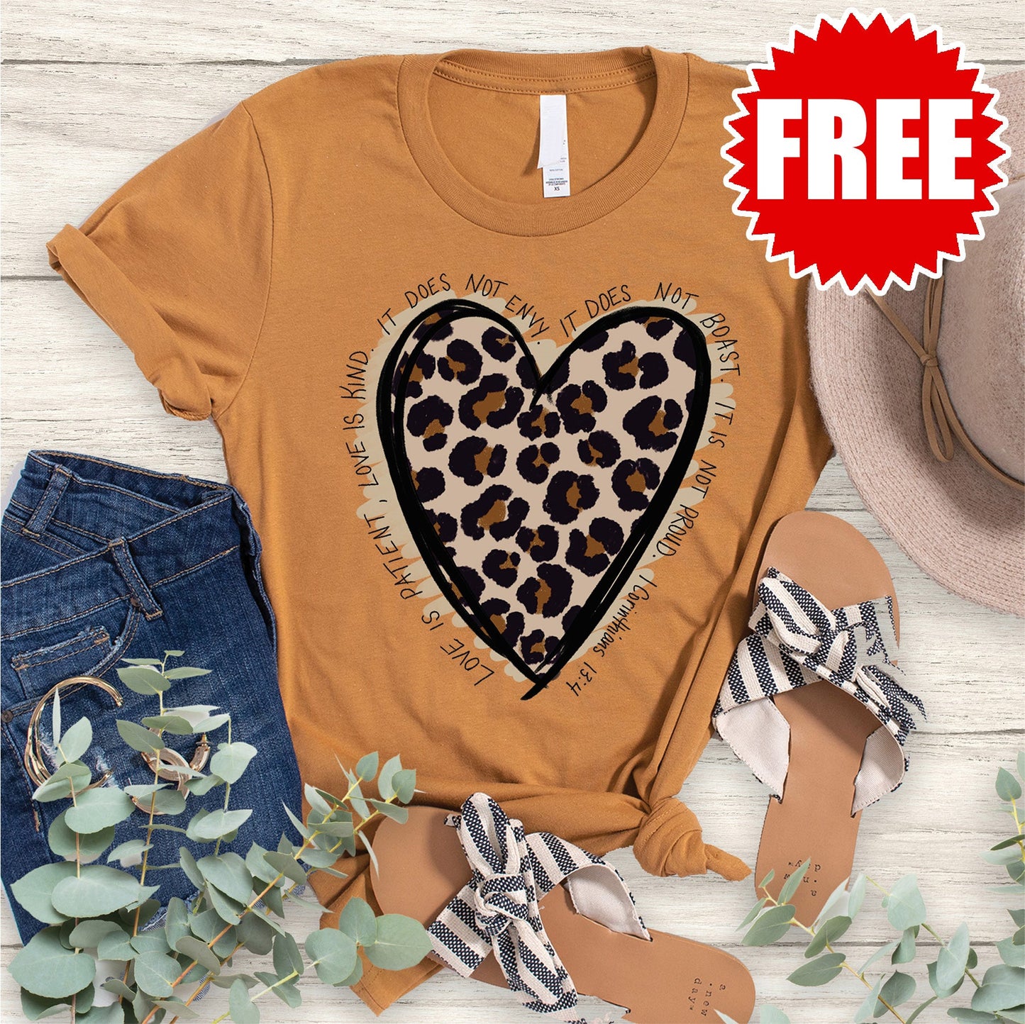 Love Leopard Tee - Heather Toast Style001