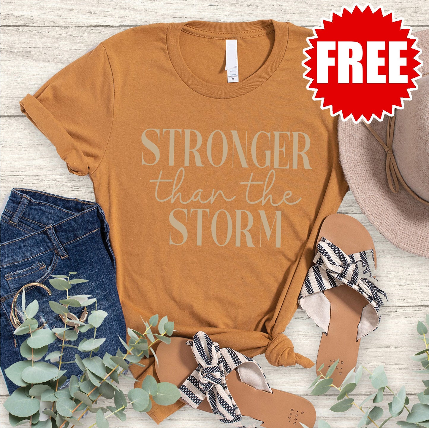 Stronger Than The Storm Tee - Heather Toast