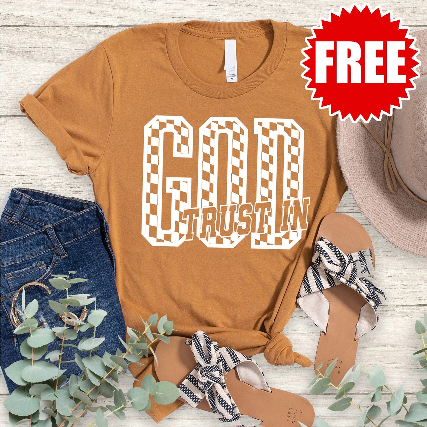 Trust In God Tee - Heather Toast - FREE