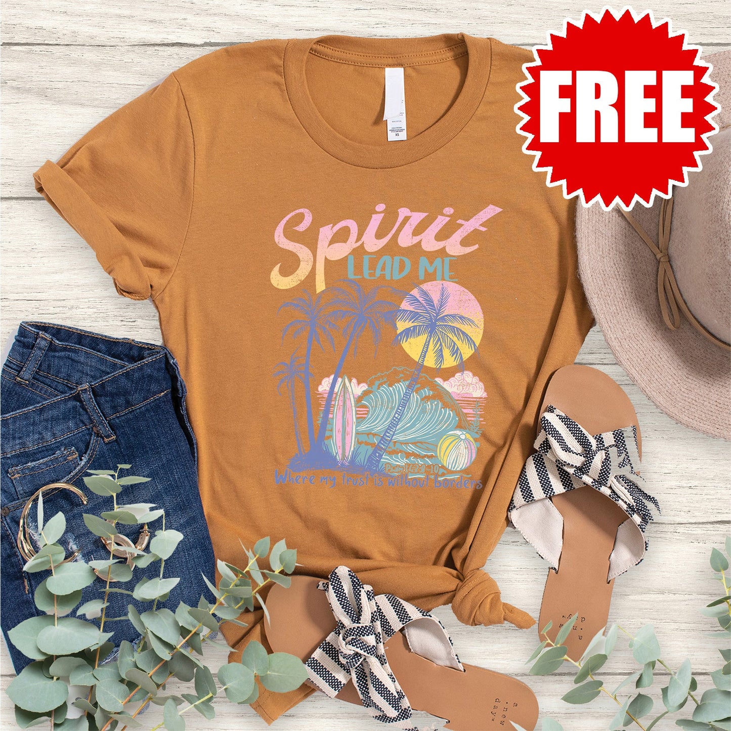 Spirit Lead Me Tee - Heather Burnt Apricot - 0