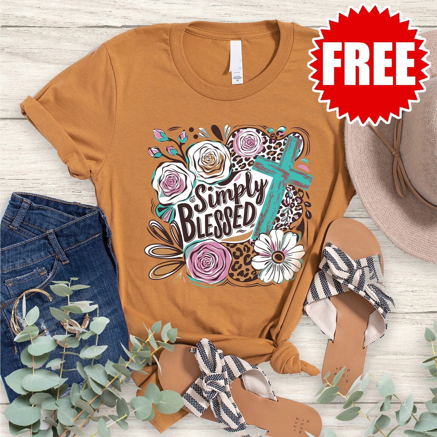 Simply Blessed Tee - Heather Toast - 0