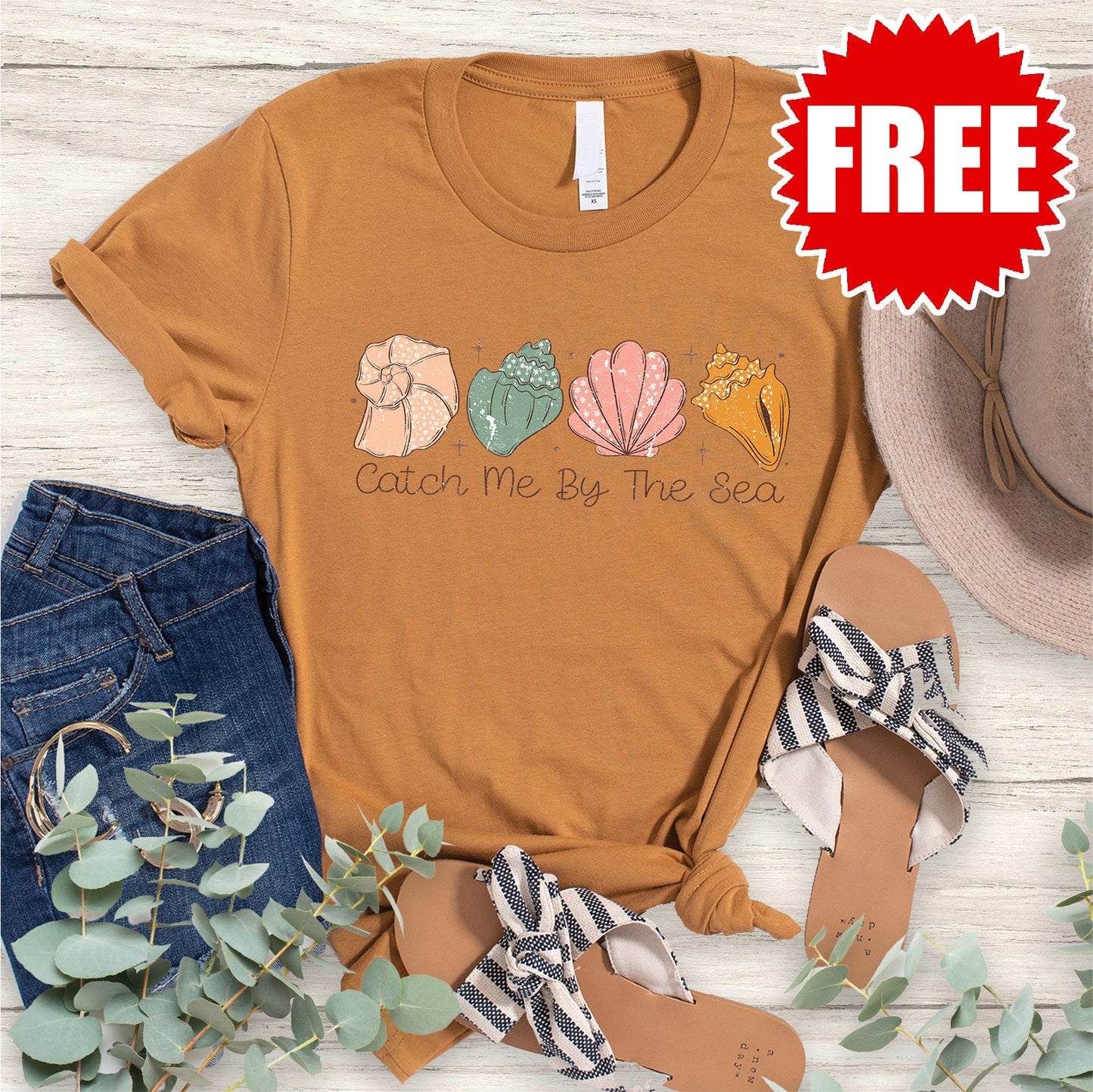 Catch Me By The Sea Tee - Heather Toast - 0