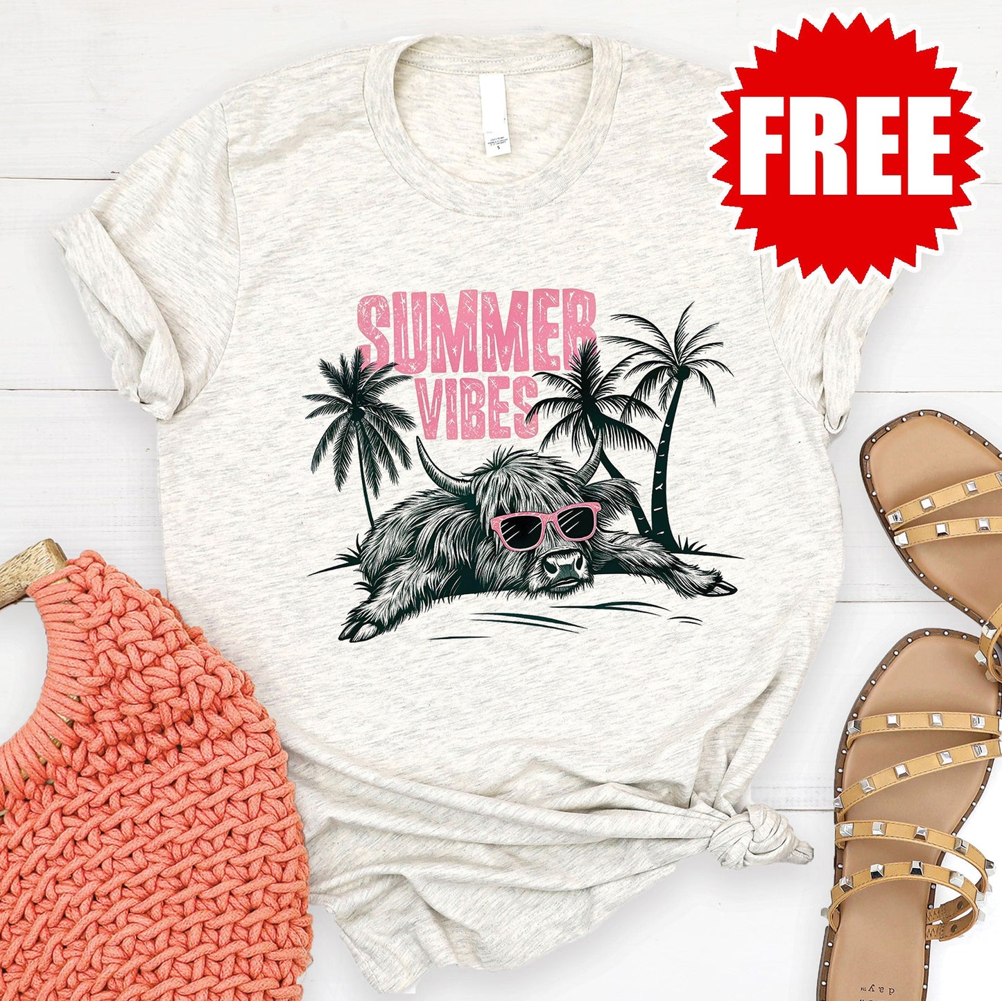 Summer Vibes Tee - Heather Vanilla Sky - 0 Style001