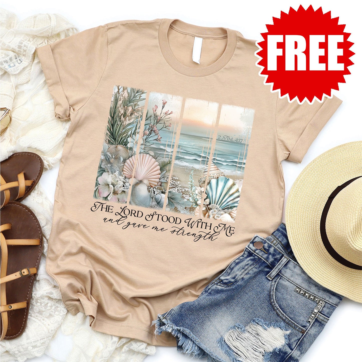 The Lord Stood With Me Tee - Heather Beach - 0