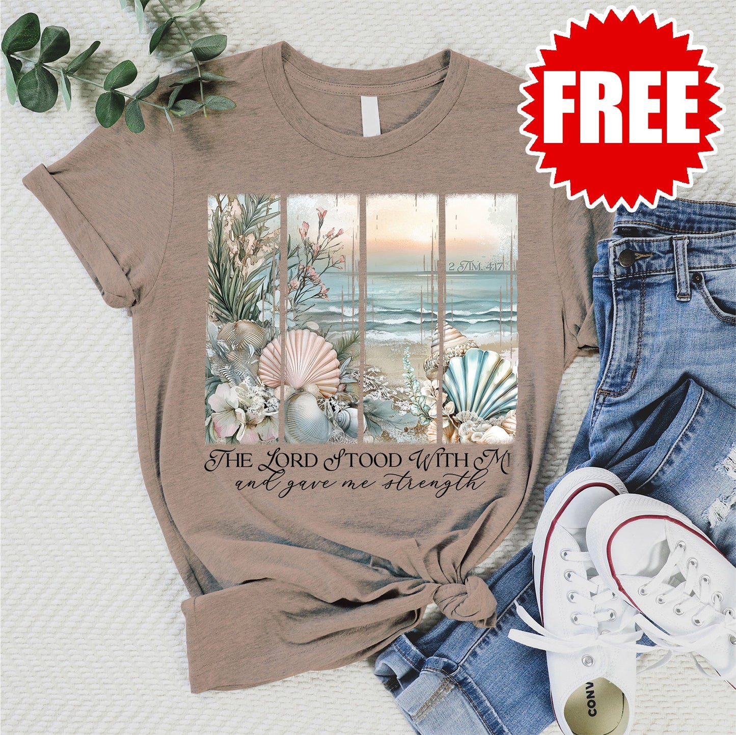 The Lord Stood With Me Tee - Heather Coconut Cream - 0