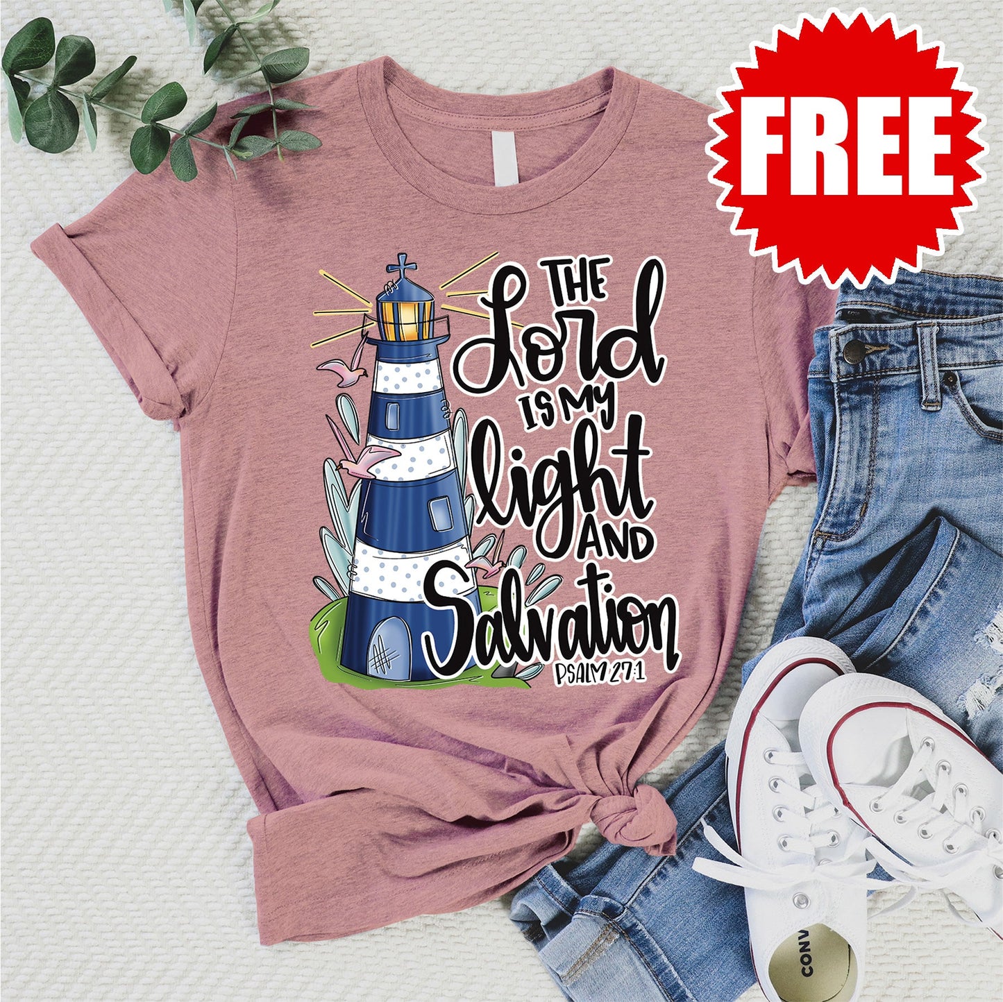The Lord is My Light Tee - Heather Guava - 0