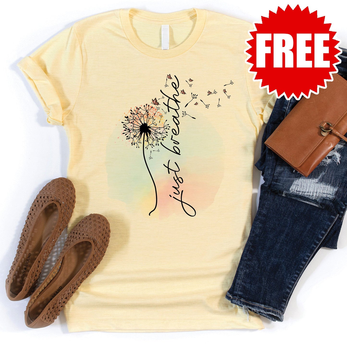 Just Breathe Tee - Heather Lemonade - 0