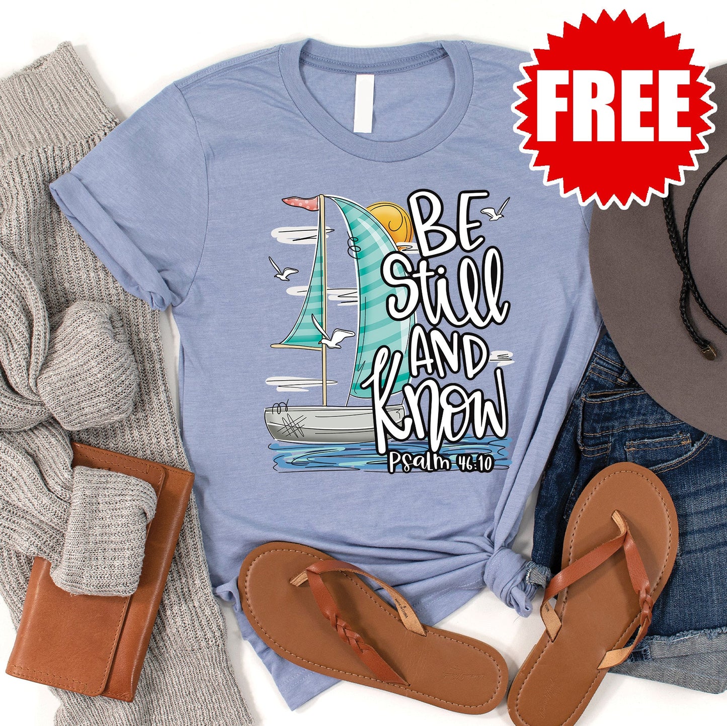 Be Still and Know Tee - Heather Ocean Air - 0
