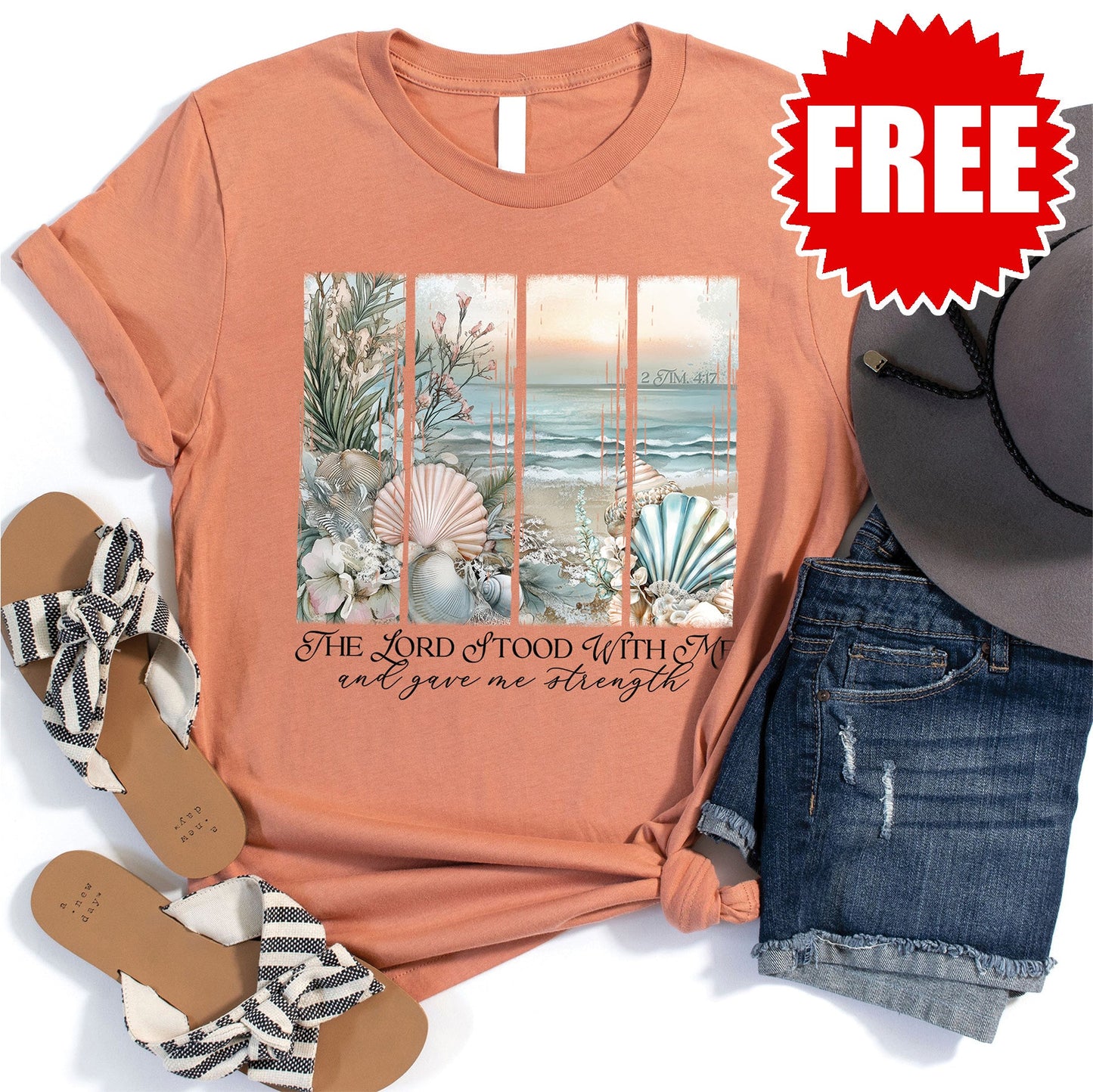 The Lord Stood With Me Tee - Heather Peach Sorbet - 0